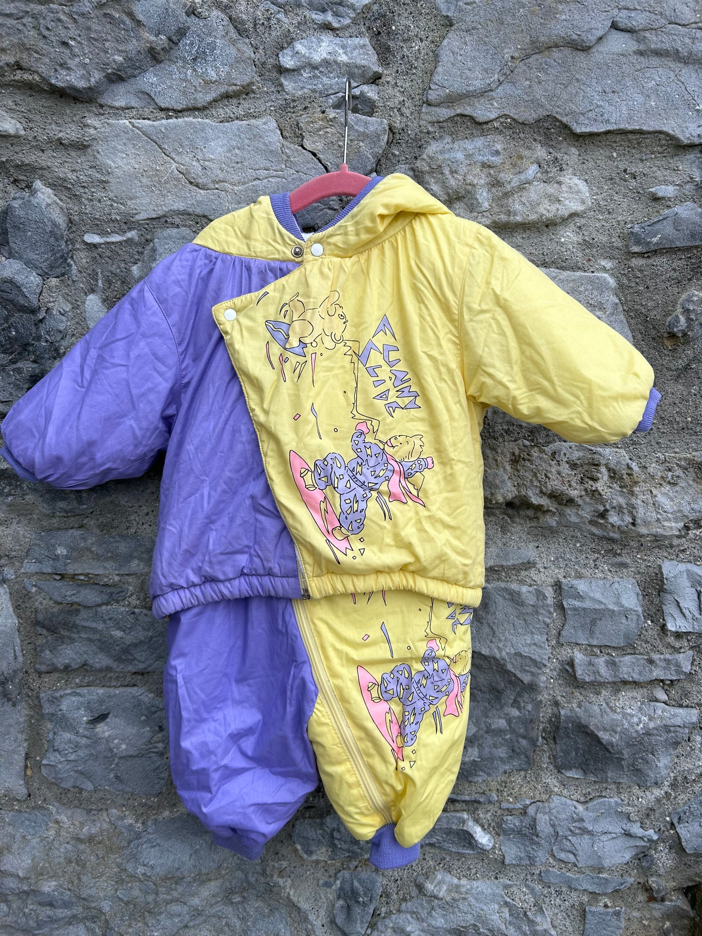 80s yellow&purple snow suit 9-12m (74-80cm)