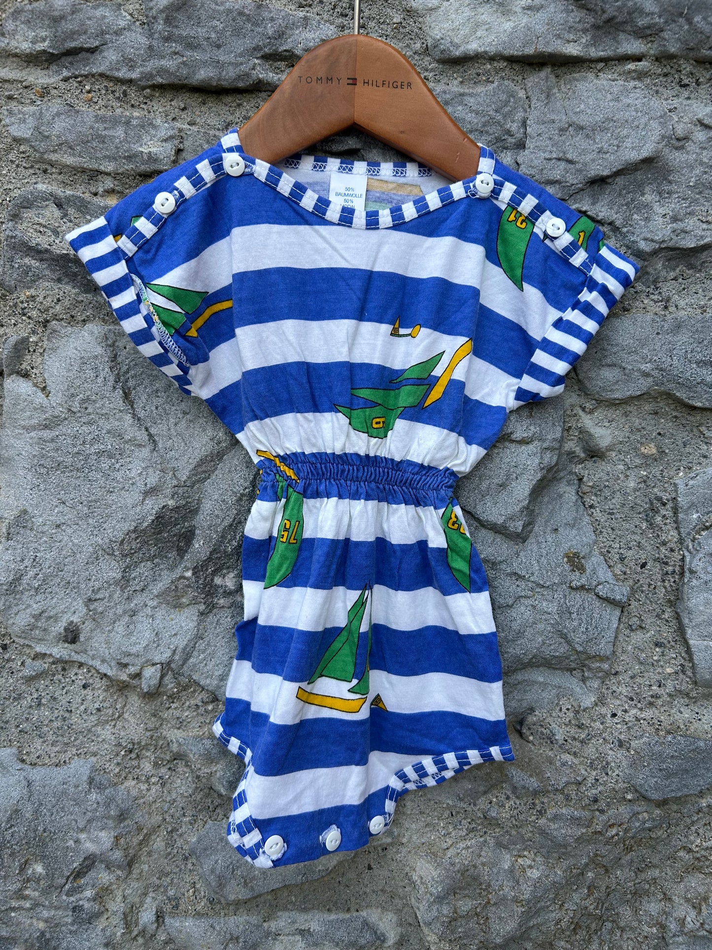 80s blue stripy yachts vest 6m (68cm)