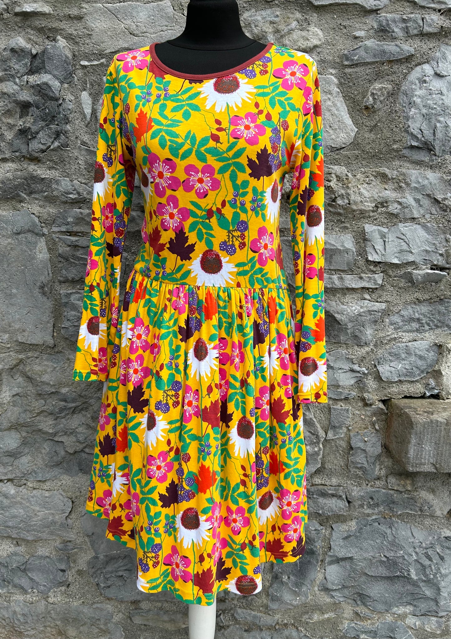 Autumn print yellow dress uk 10