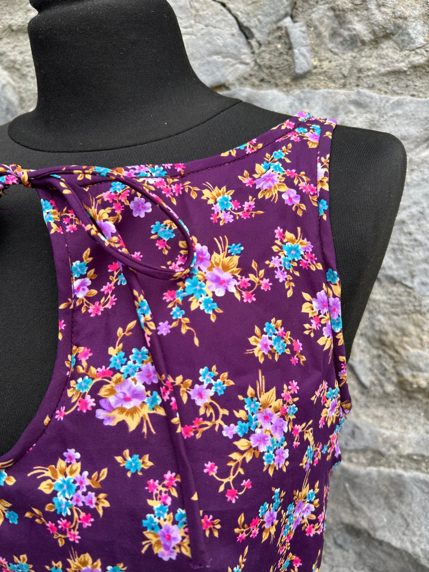80s purple floral dress uk 6-8