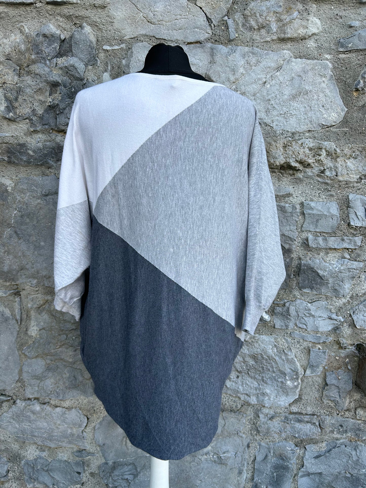 Grey color-block knit jumper uk 12-14