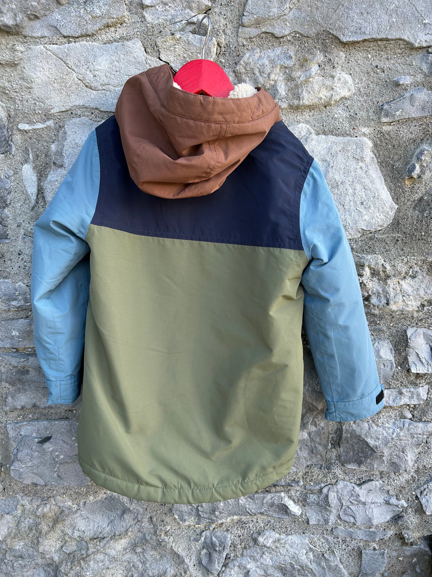 Khaki colourblock borg fleece jacket 5-6y (110-116cm)