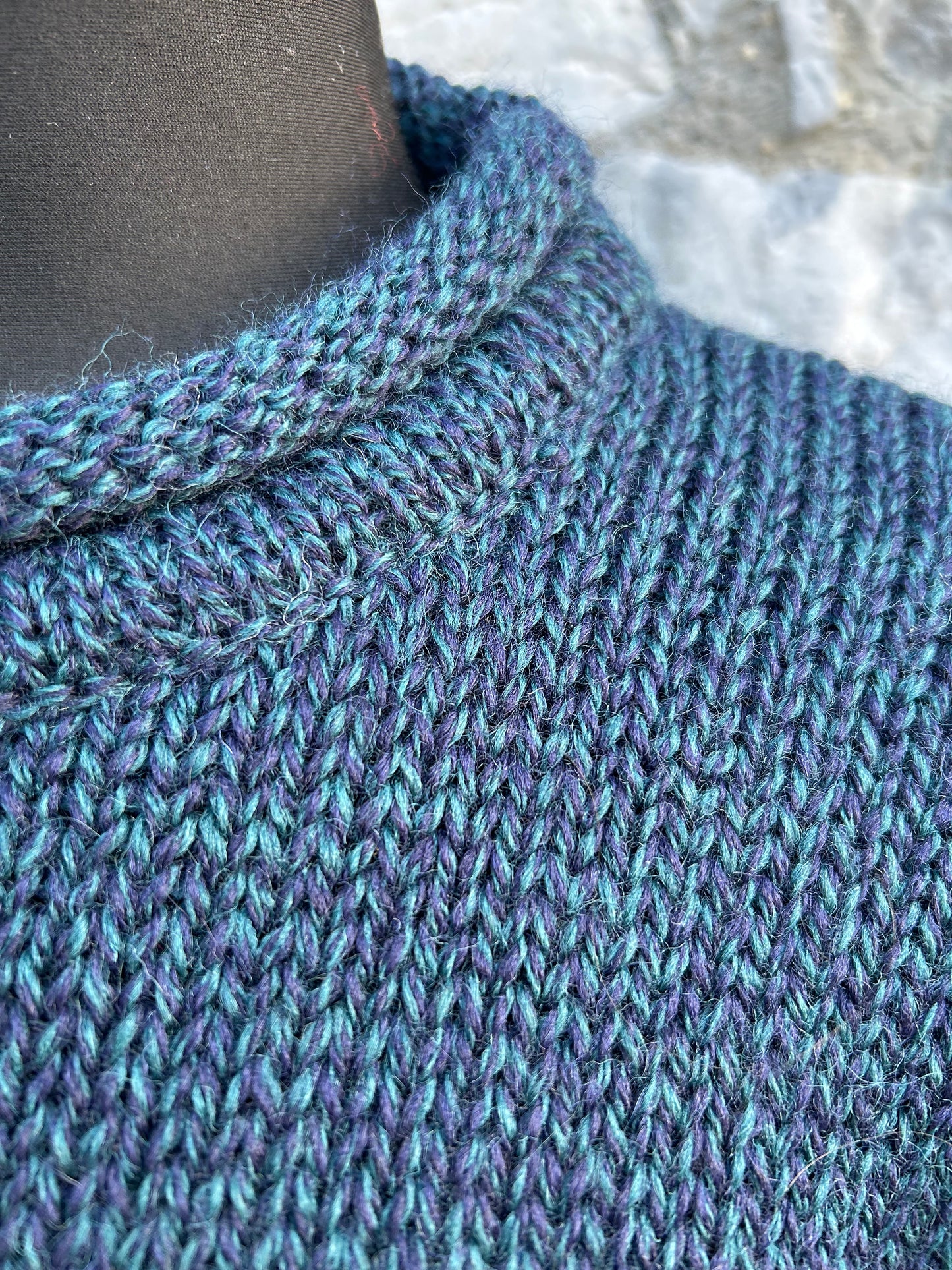 Blue melange Aran jumper Medium