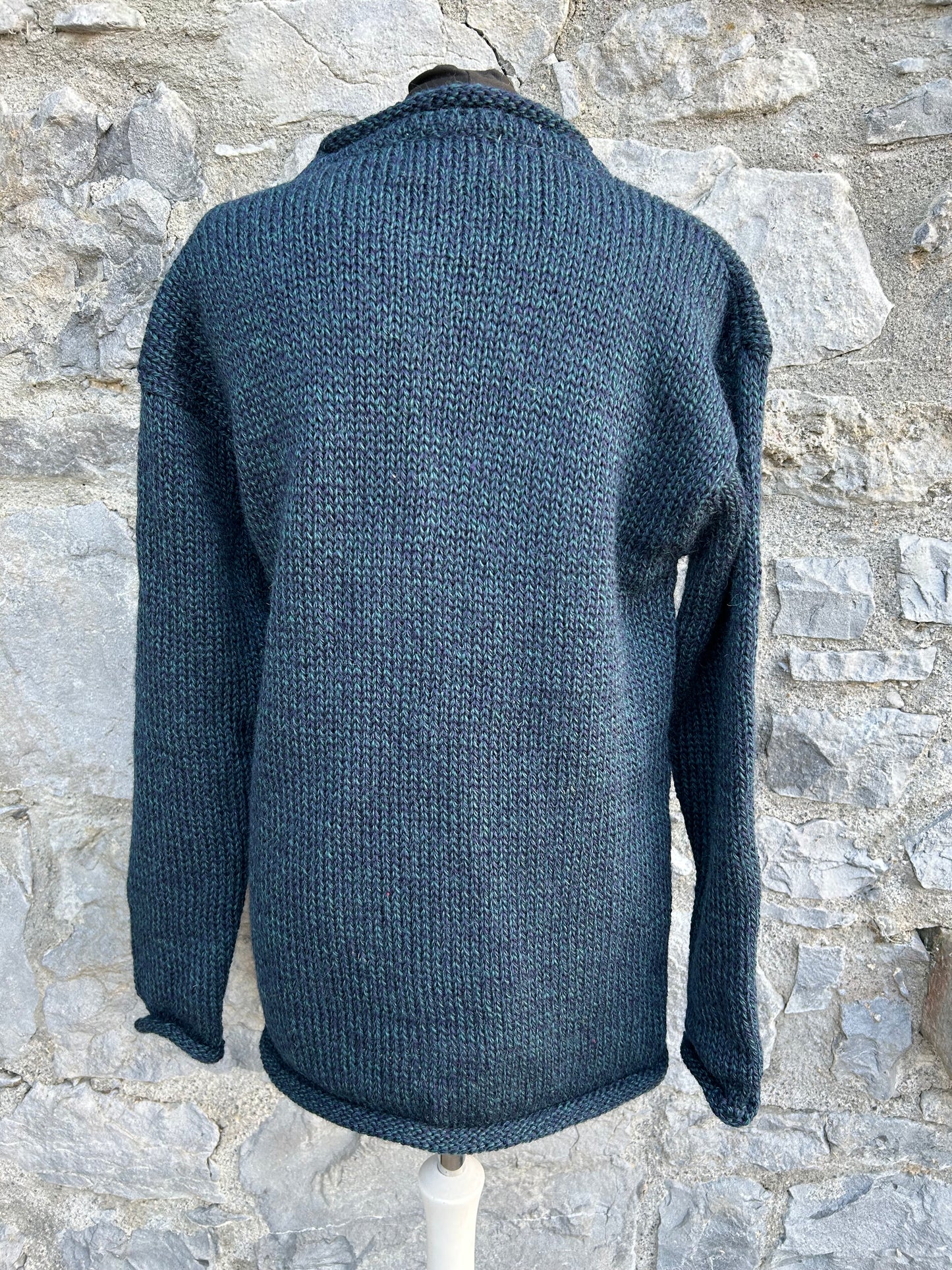 Blue melange Aran jumper Medium