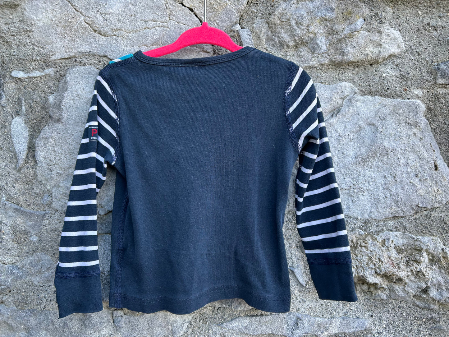 PoP navy dinosaur top 9-12m (74-80cm)