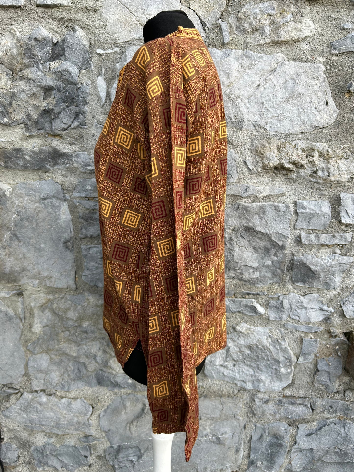 90s brown squares shirt uk 12