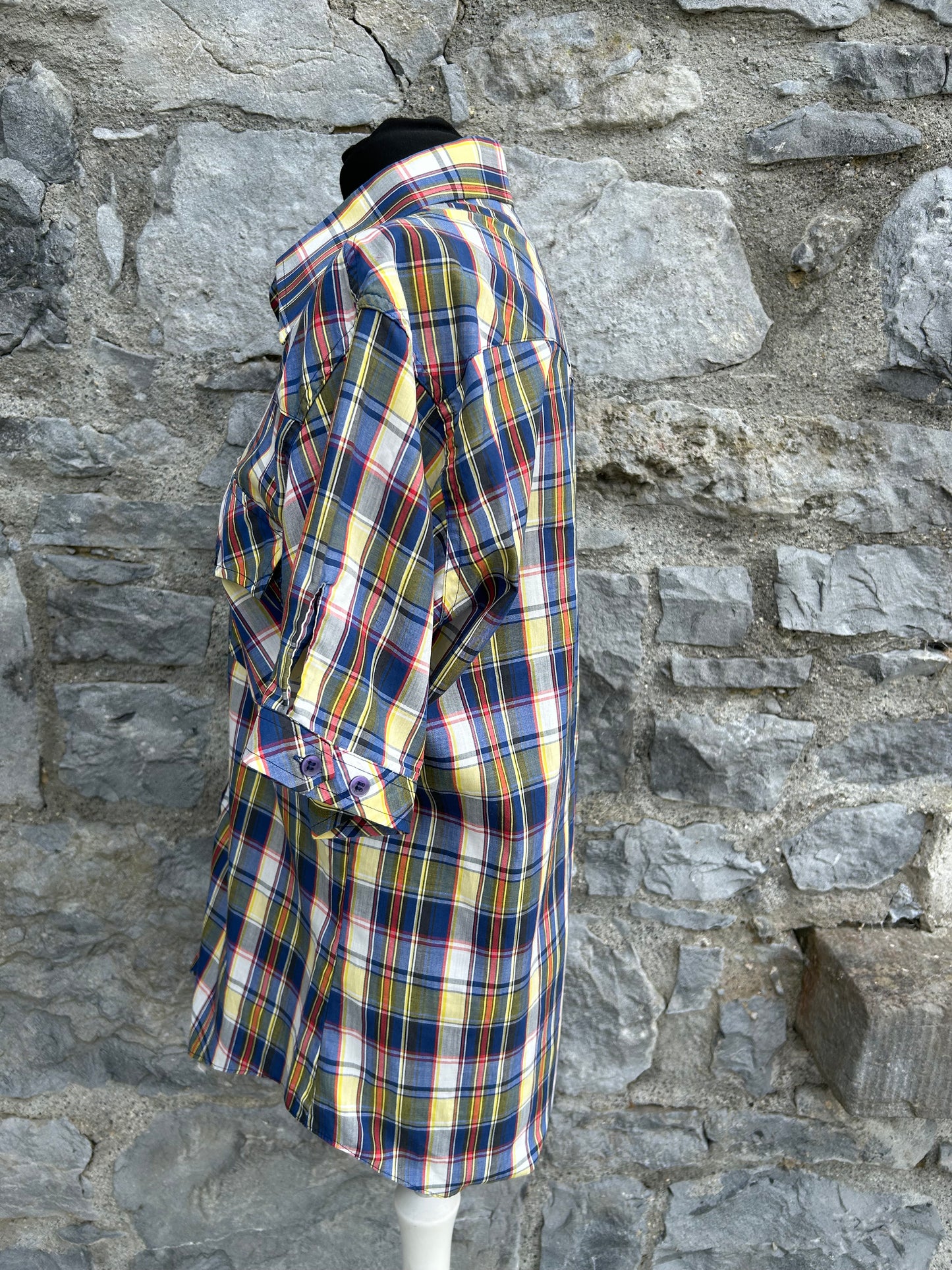 80s blue check shirt Small