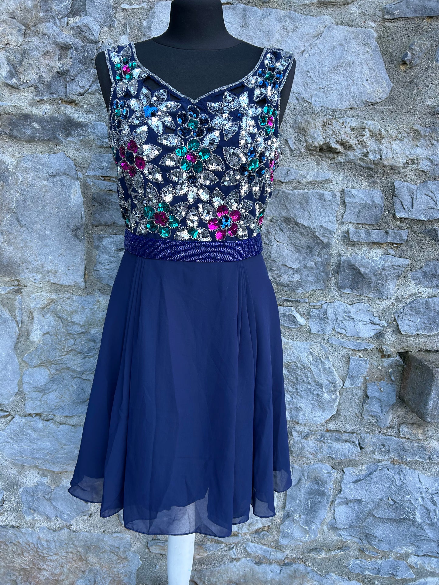 Colourful sequin&navy dress uk 10