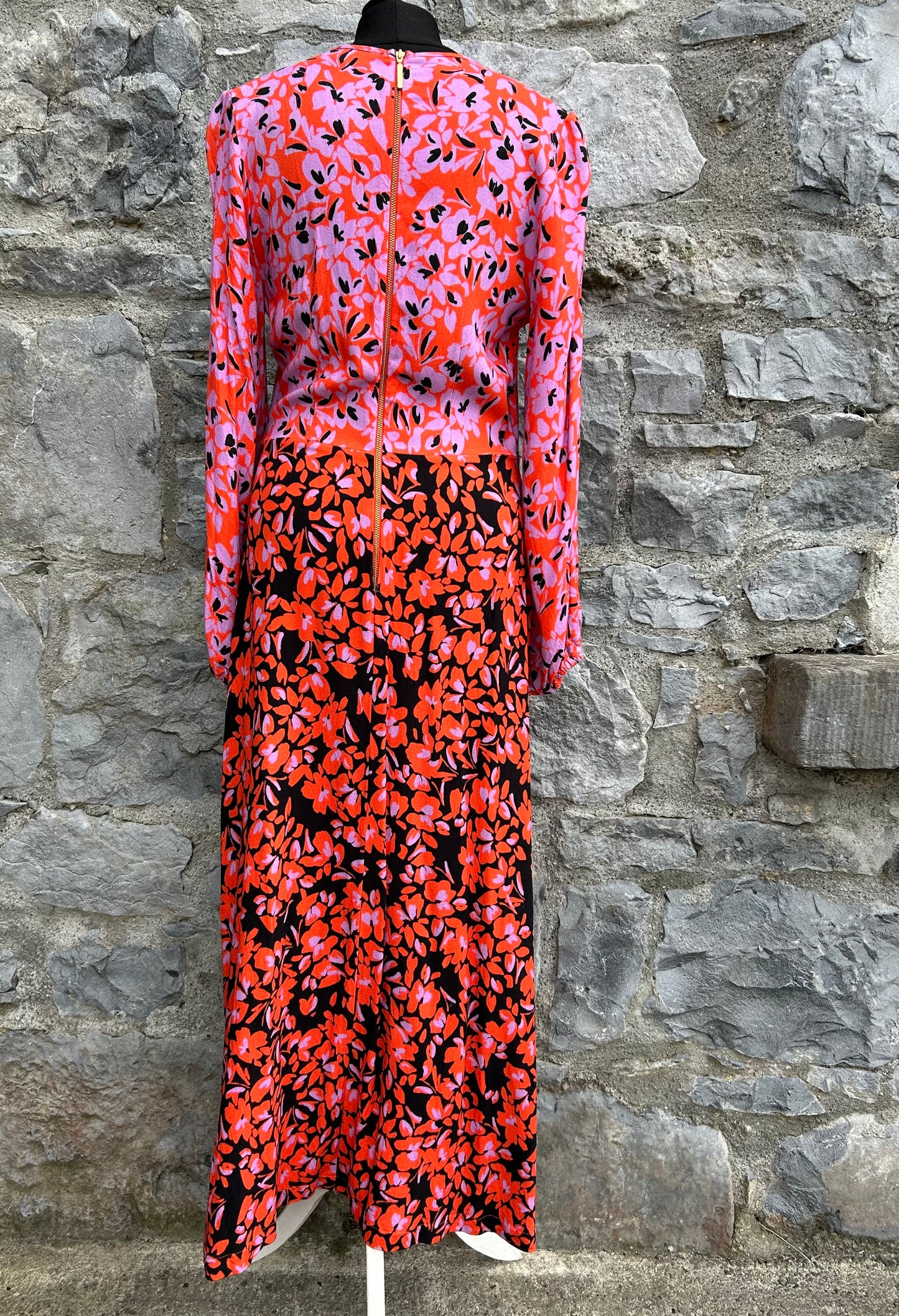 Pink&red floral maxi dress uk 10