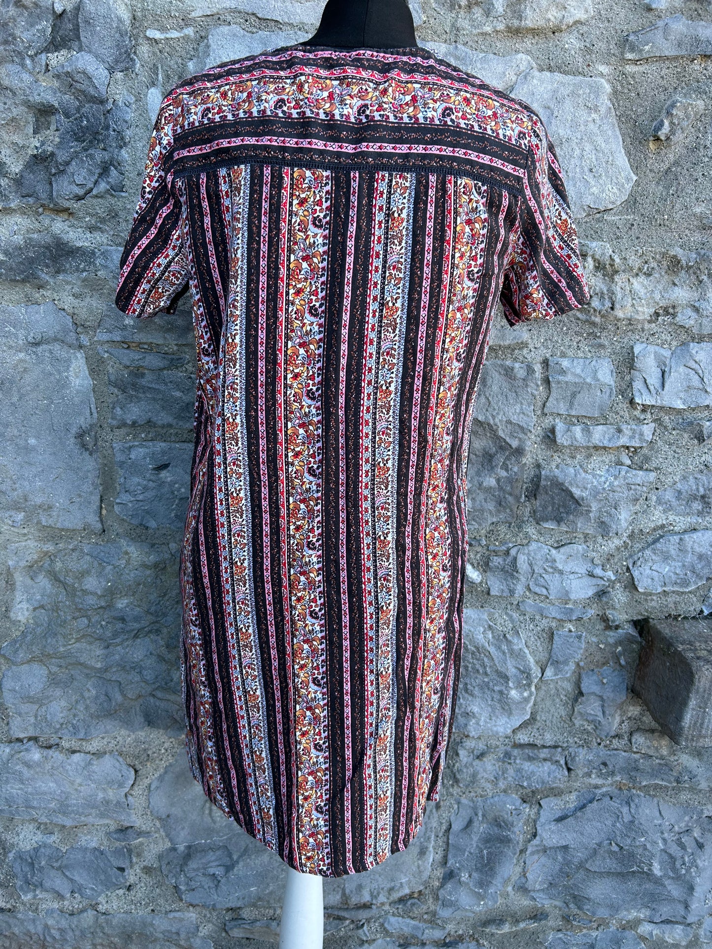 Maroon floral stripes dress uk 10