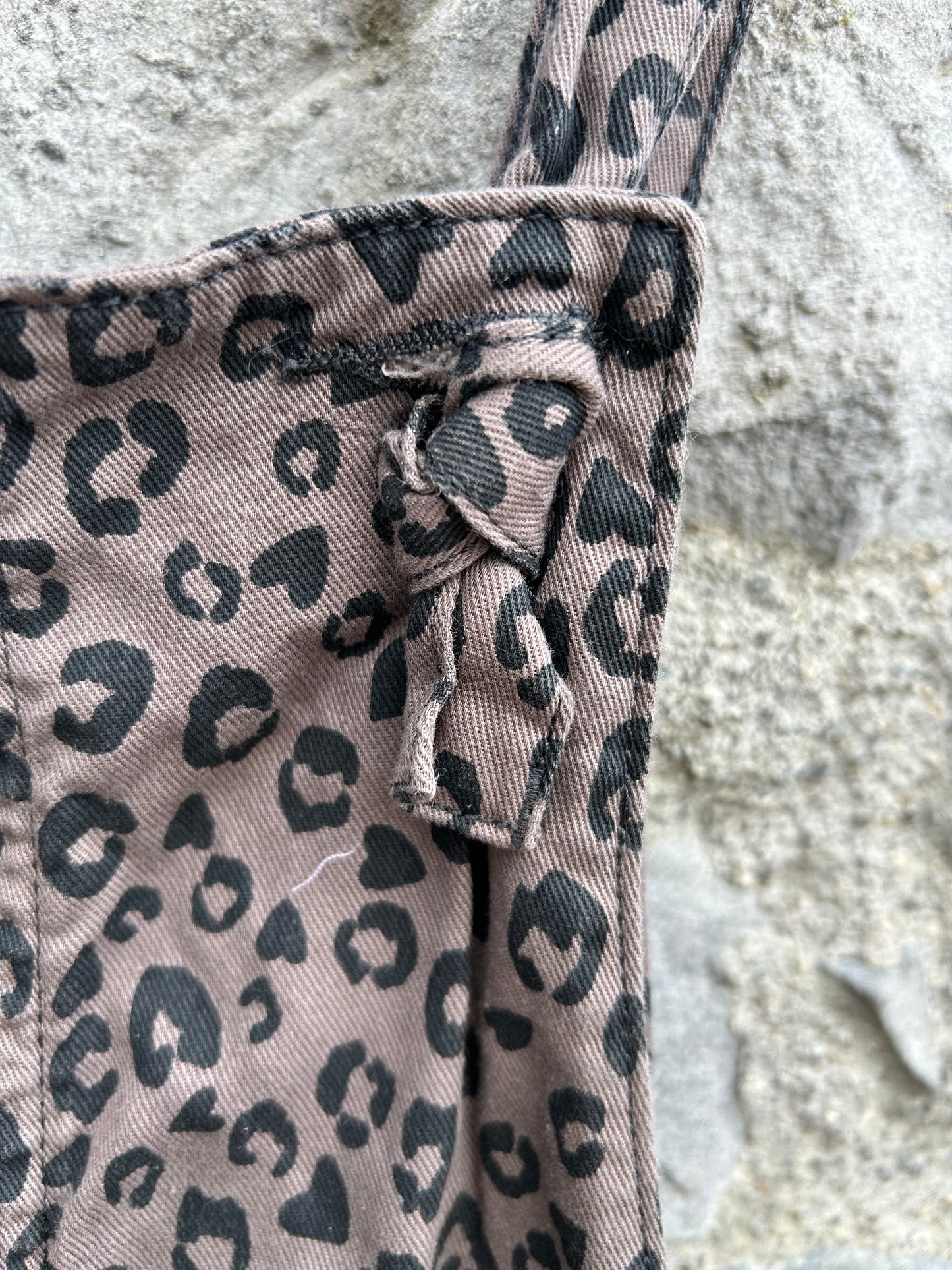 Leopard print denim dungarees 9y (134cm)