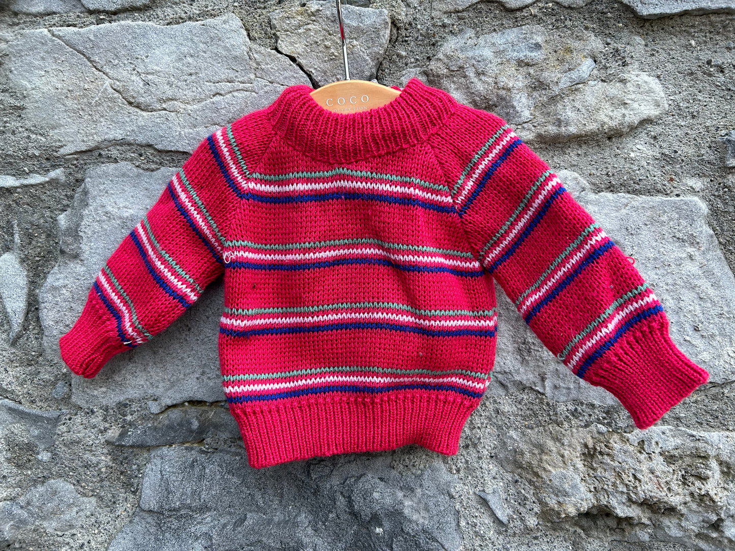 80s pink stripy jumper 0-1m (50-56cm)