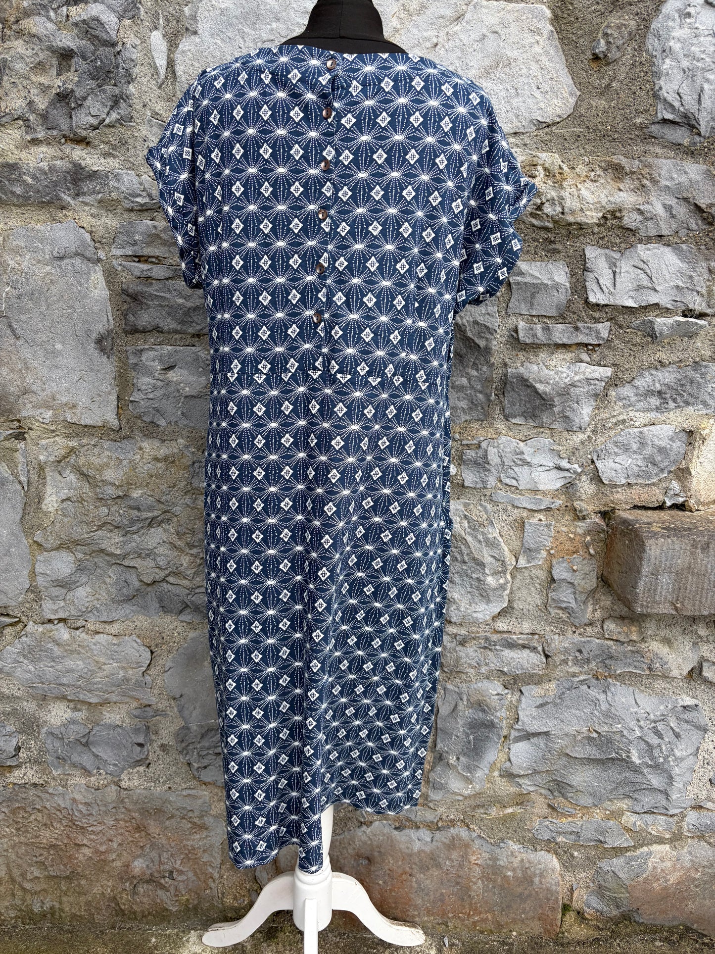 Blue geometric print dress uk 14
