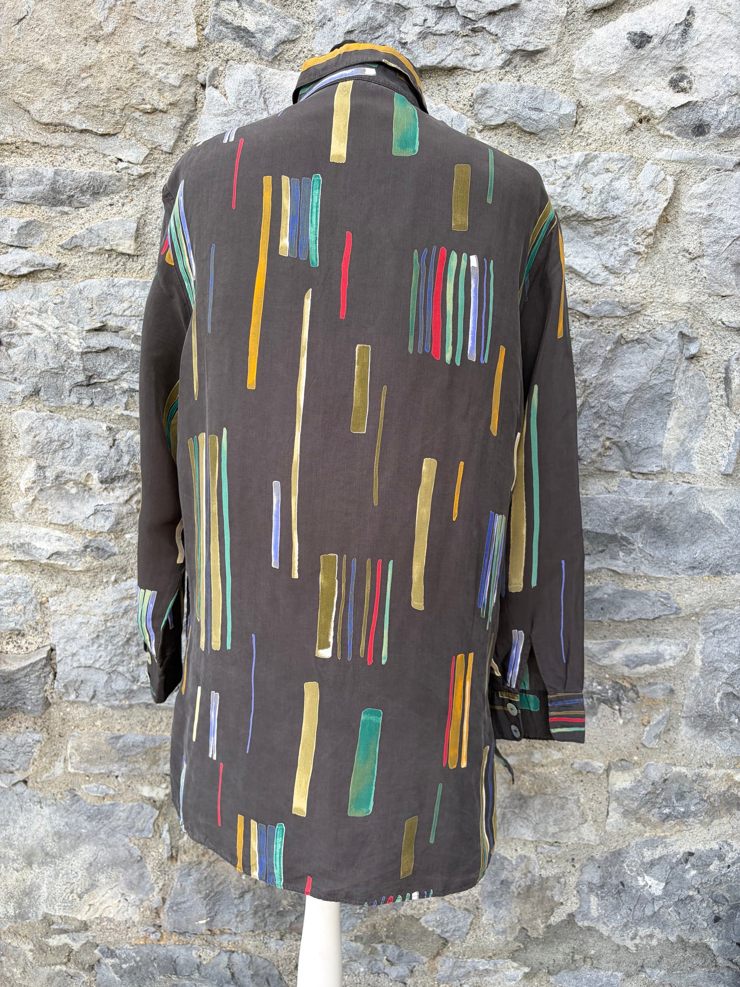 80s charcoal colourful vertical brushstroke shirt Medium