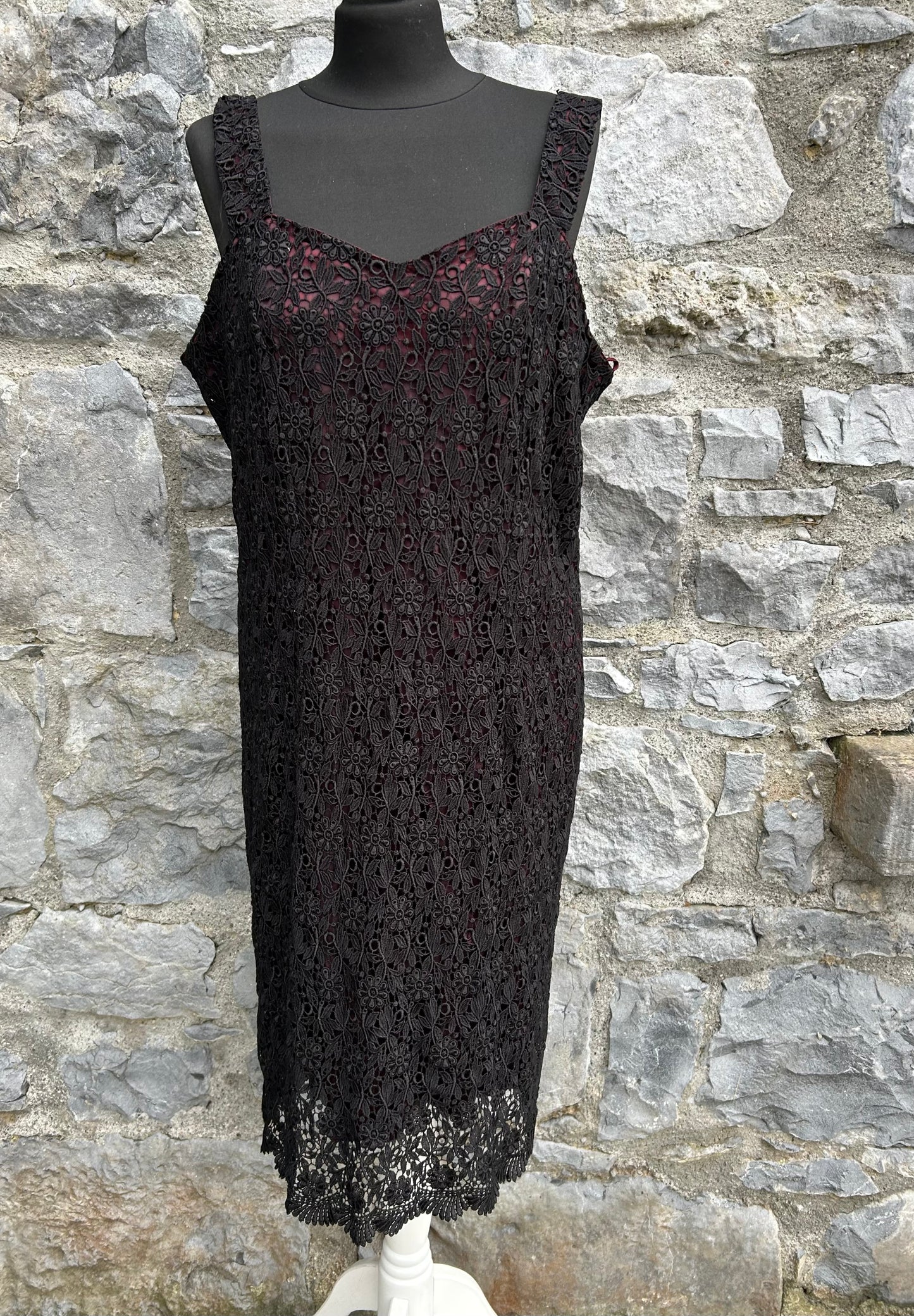 90s black lace dress uk 14