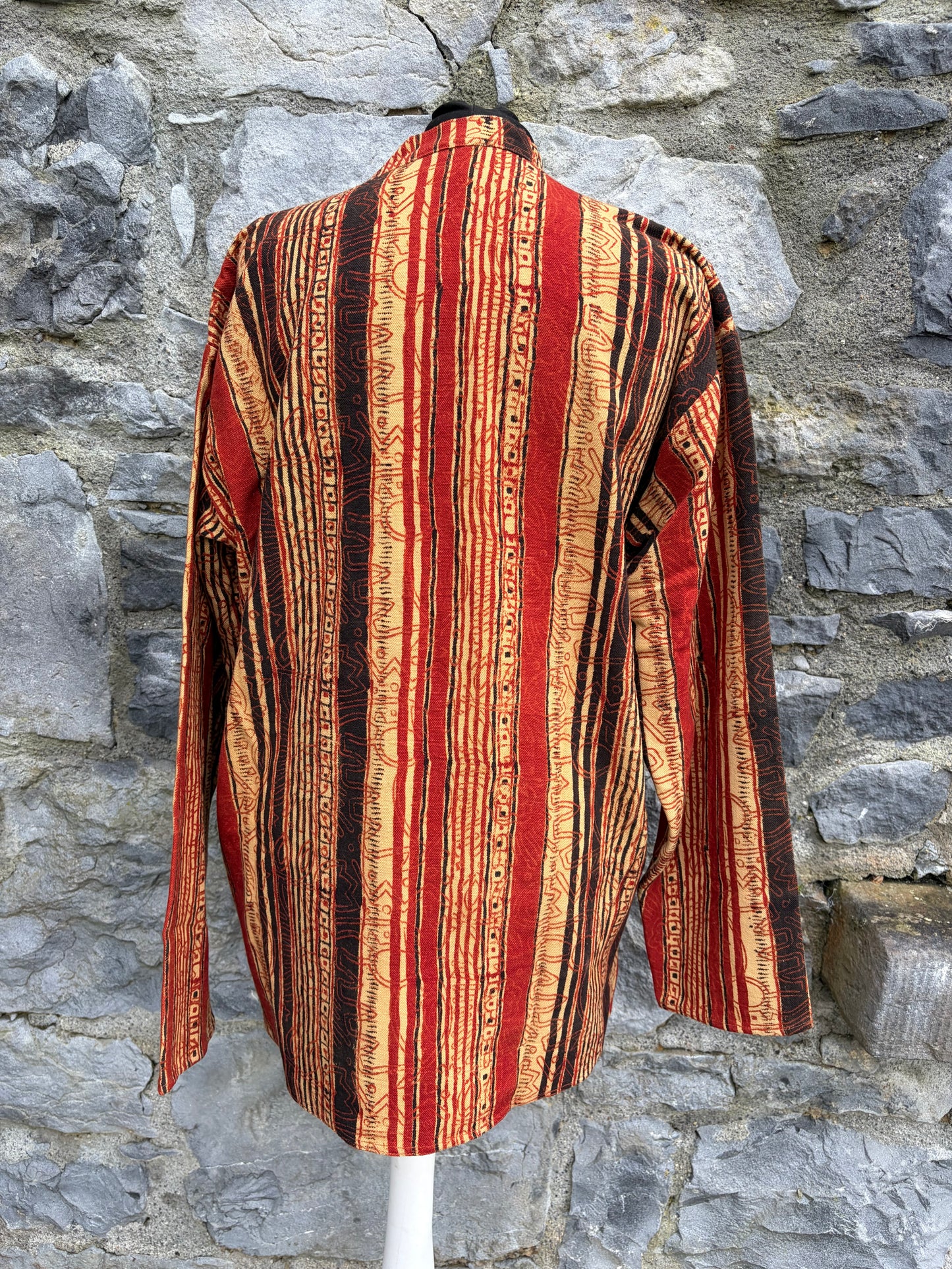 90s brown stripy shirt Medium