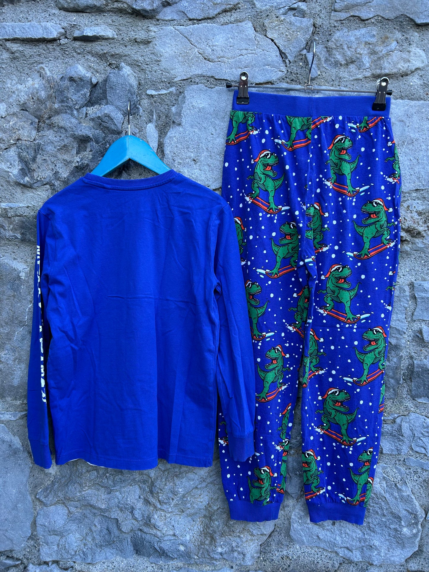 Christmas T-rex blue pjs 8-9y (128-134cm)