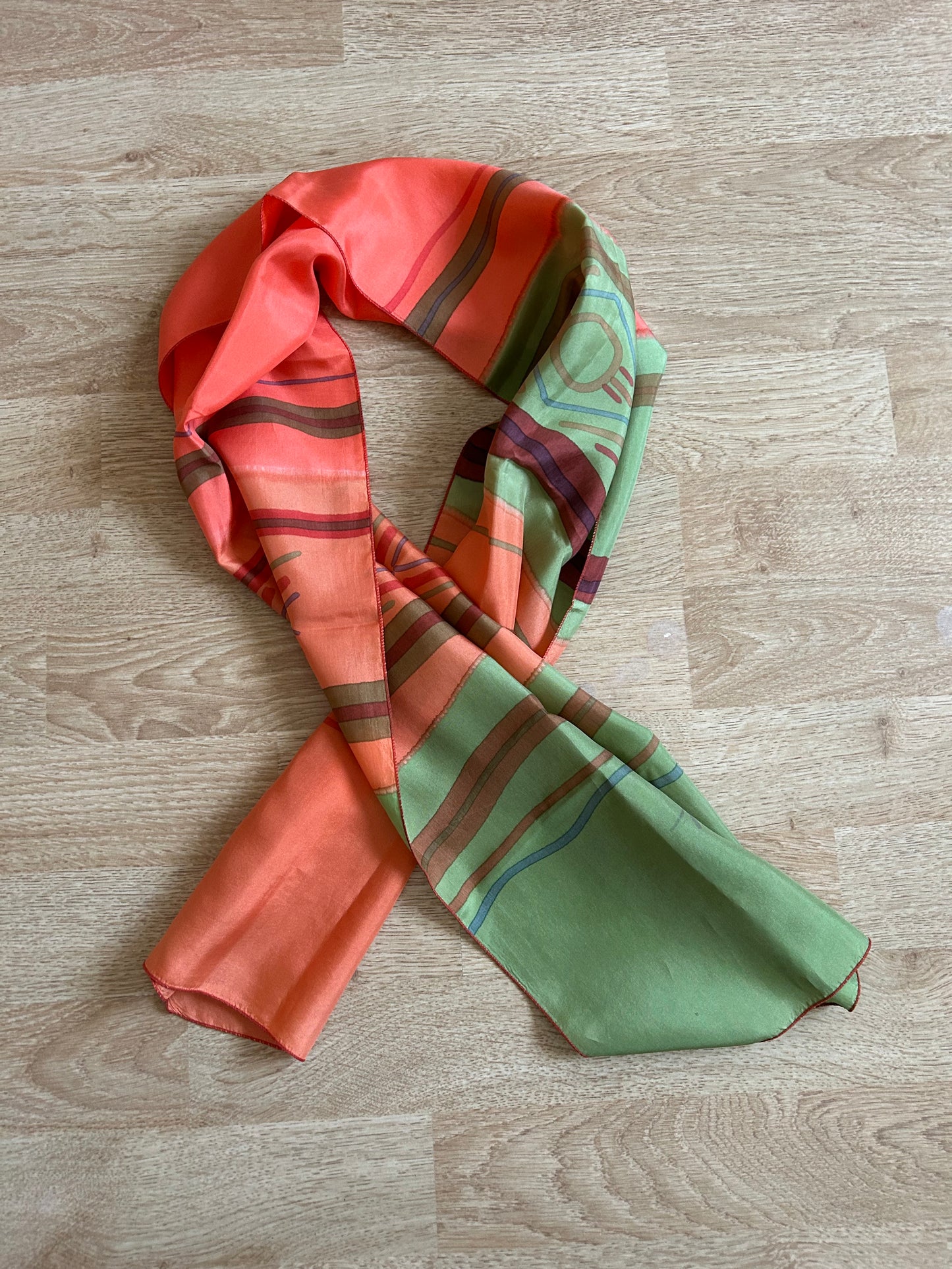 Orange green scarf