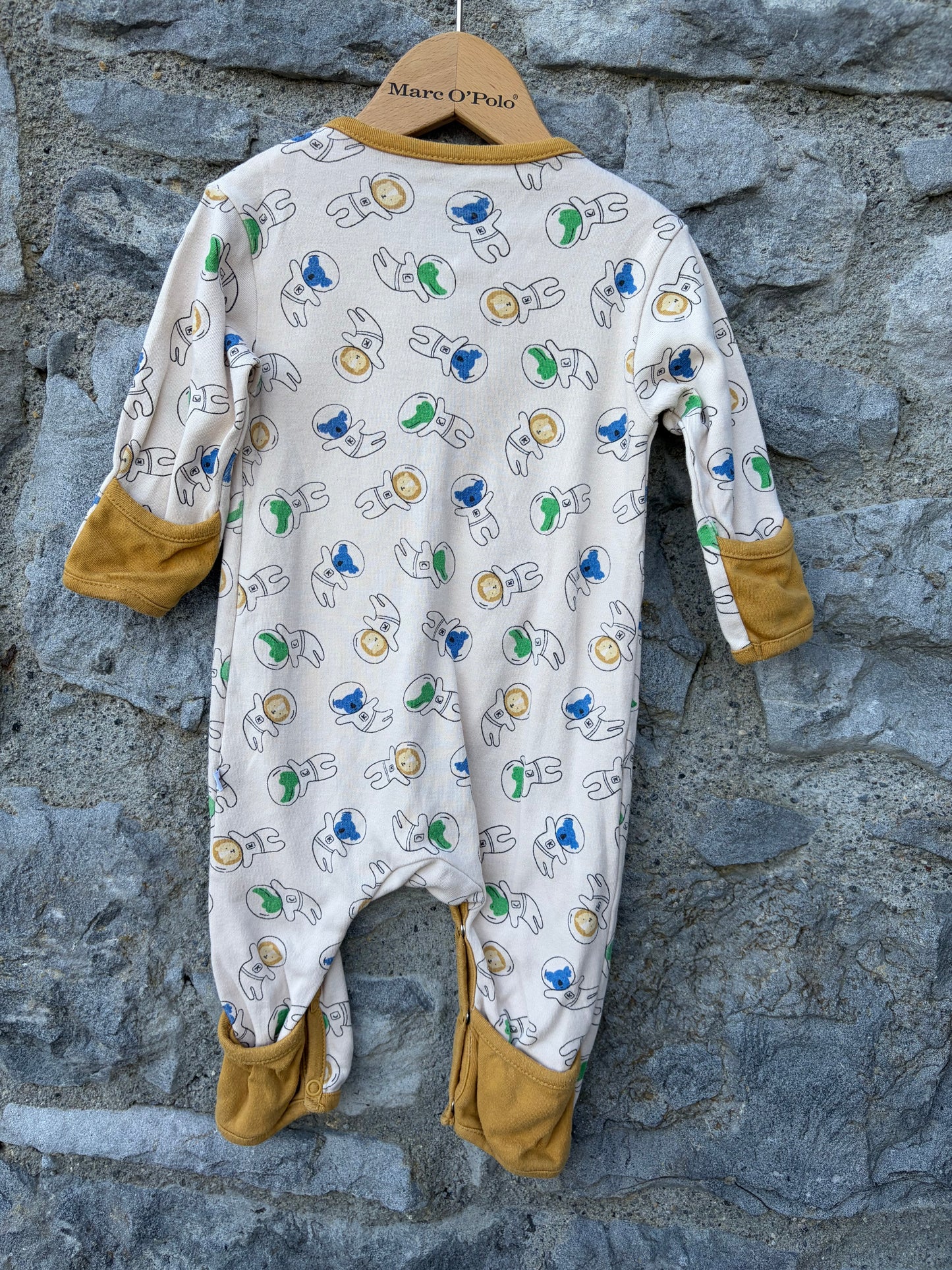 Cat astronauts beige onesie 0-6m (56-68cm)