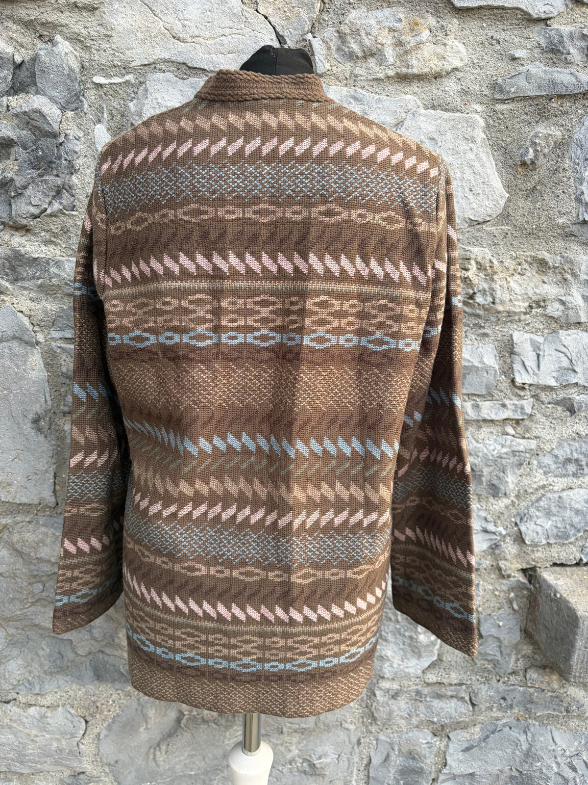 80s brown geometric cardigan uk 10-12