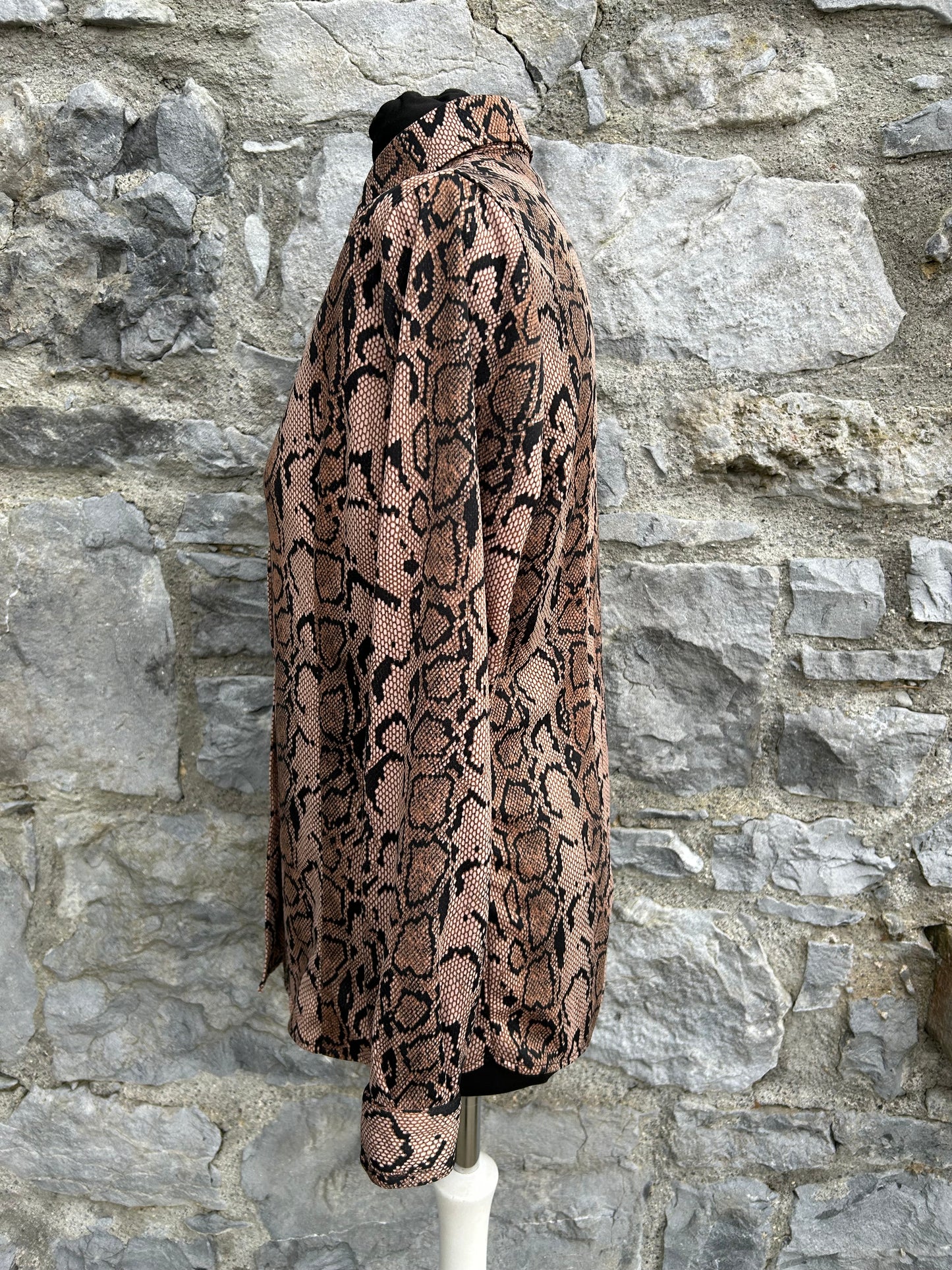 90s brown snakeskin print blouse uk 12-14