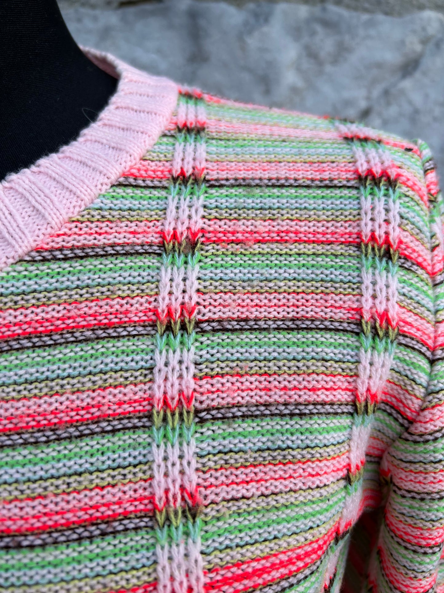 80s pink stripy top uk 6-8