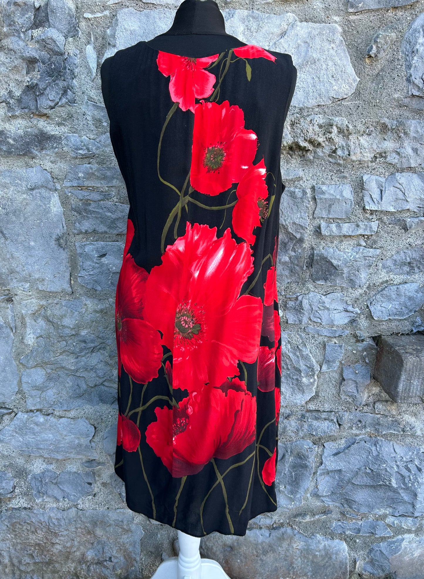90s red poppies dress uk 12