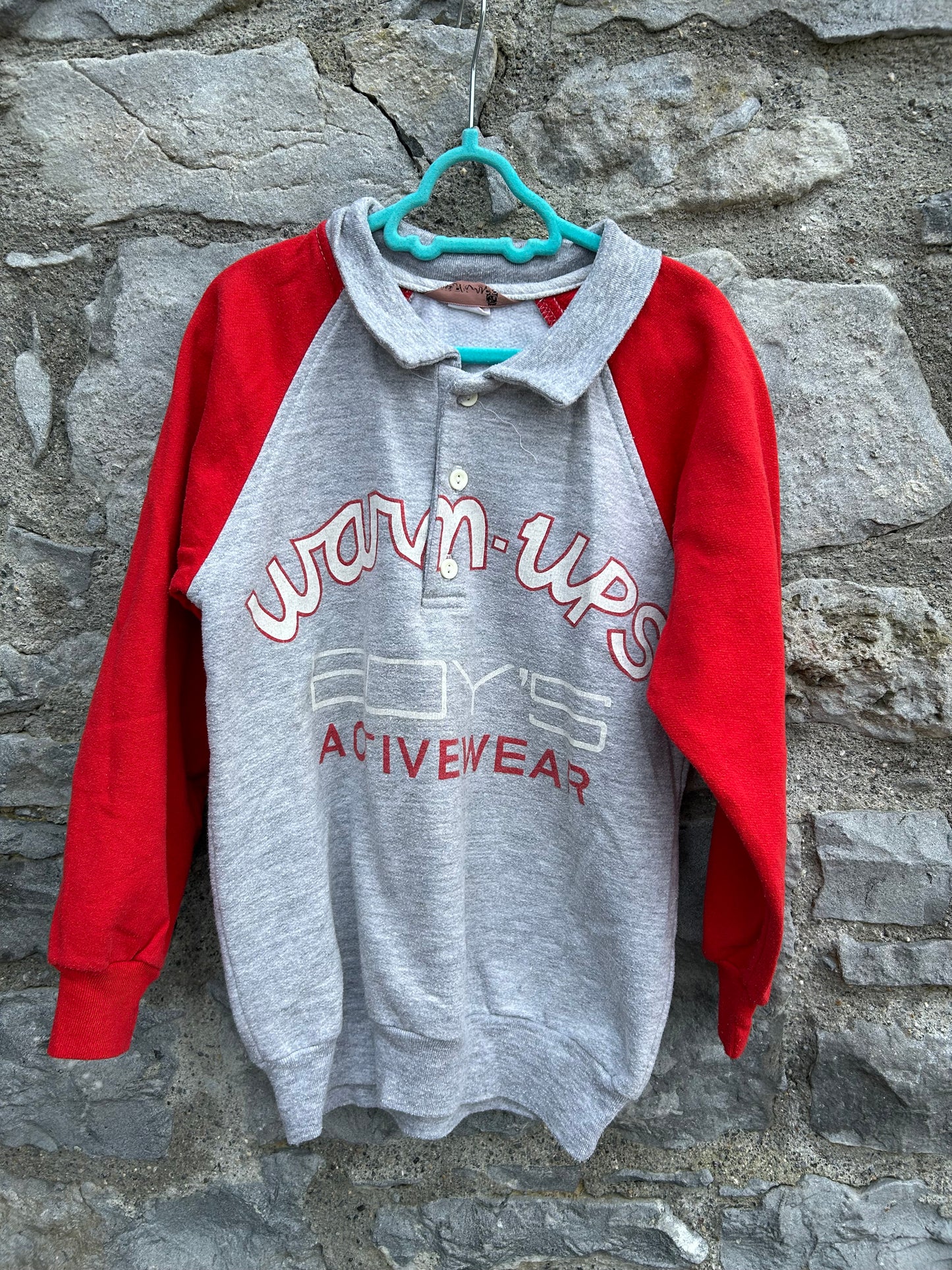 80s warm-ups grey raglan sweatshirt 7-8y (122-128cm)