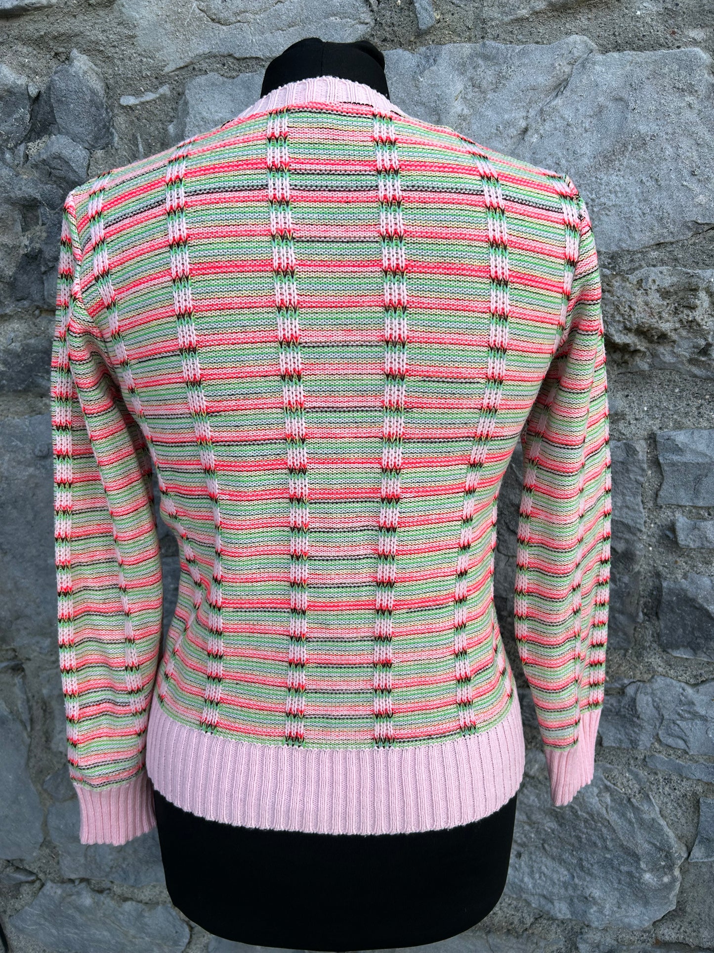 80s pink stripy top uk 6-8