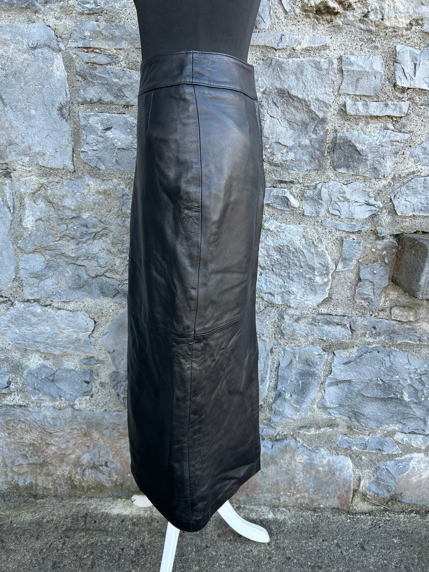 90s black leather skirt uk 6-8