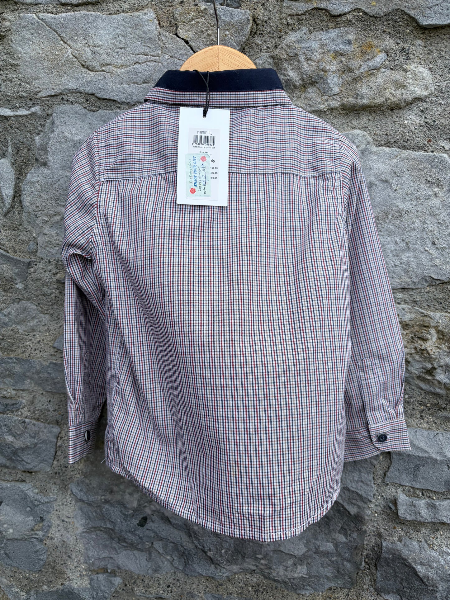 Navy&maroon check shirt 4y (104cm)