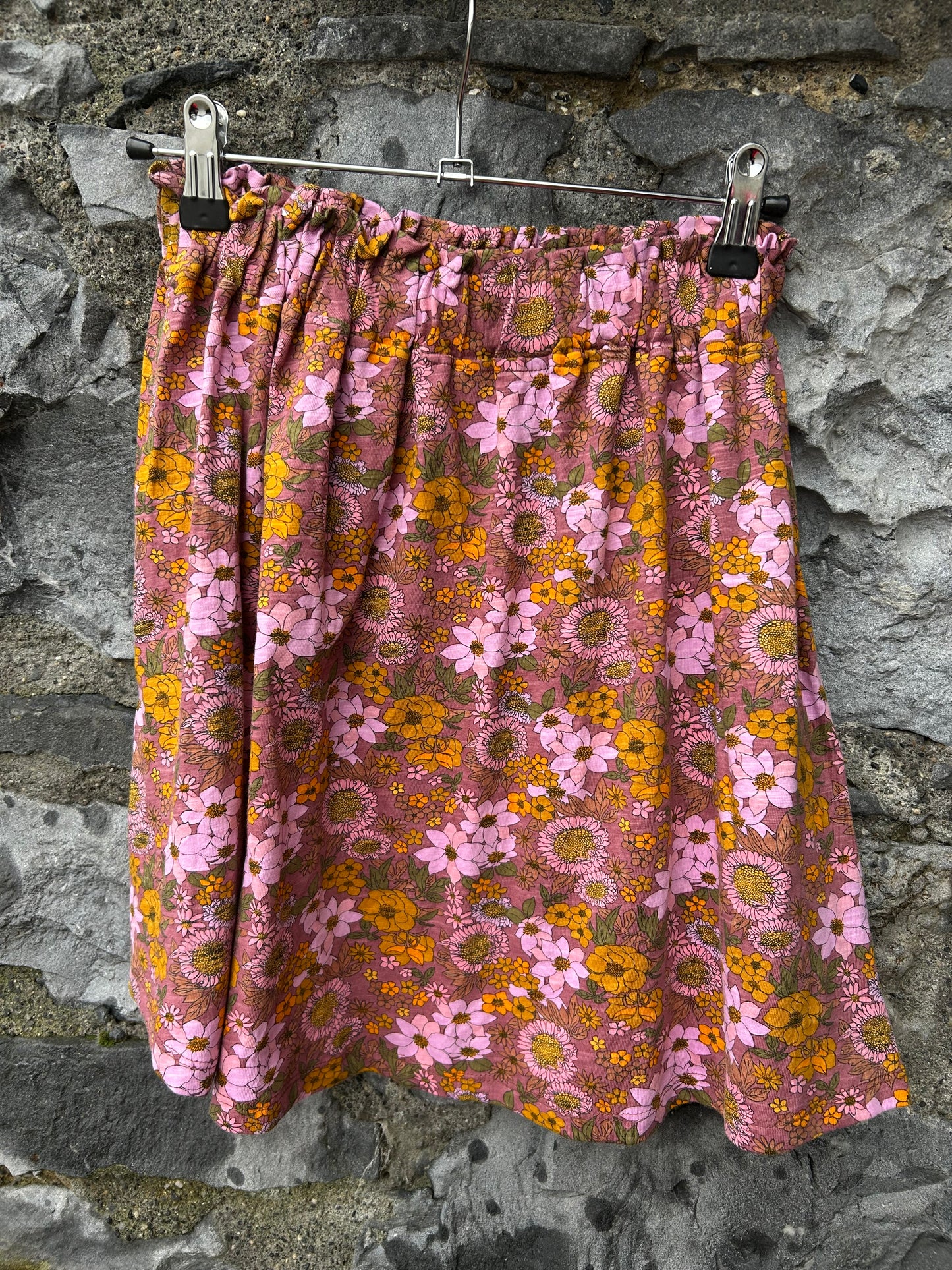 Pink&yellow flowers skirt 9-10y (134-140cm)