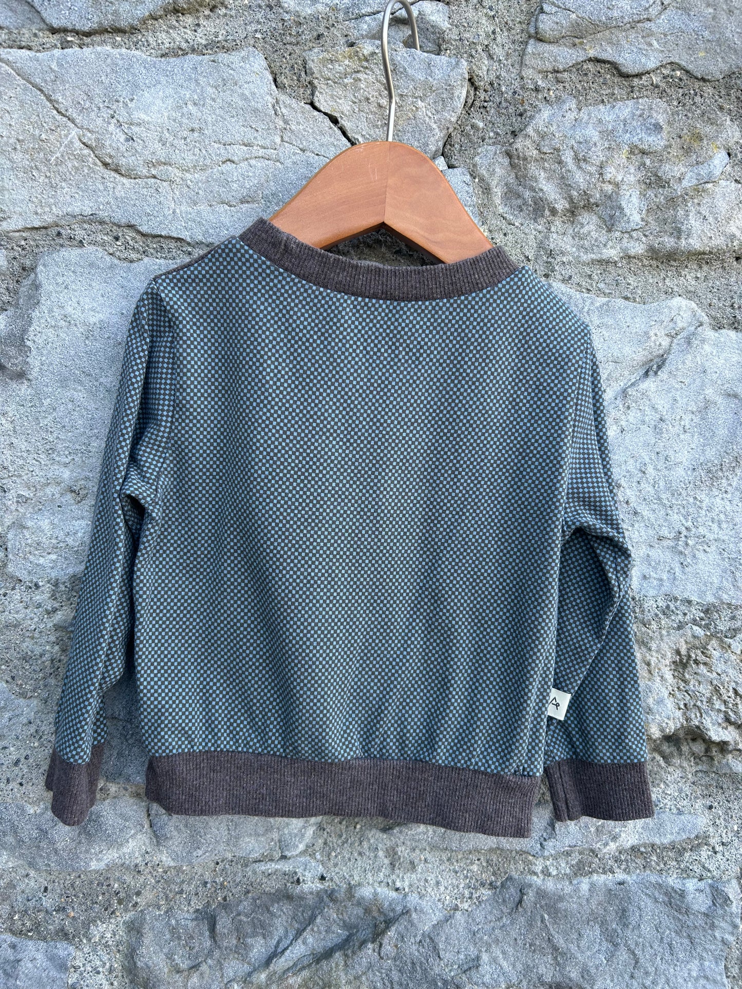 Grey&petrol check sweatshirt 9-12m (74-80cm)