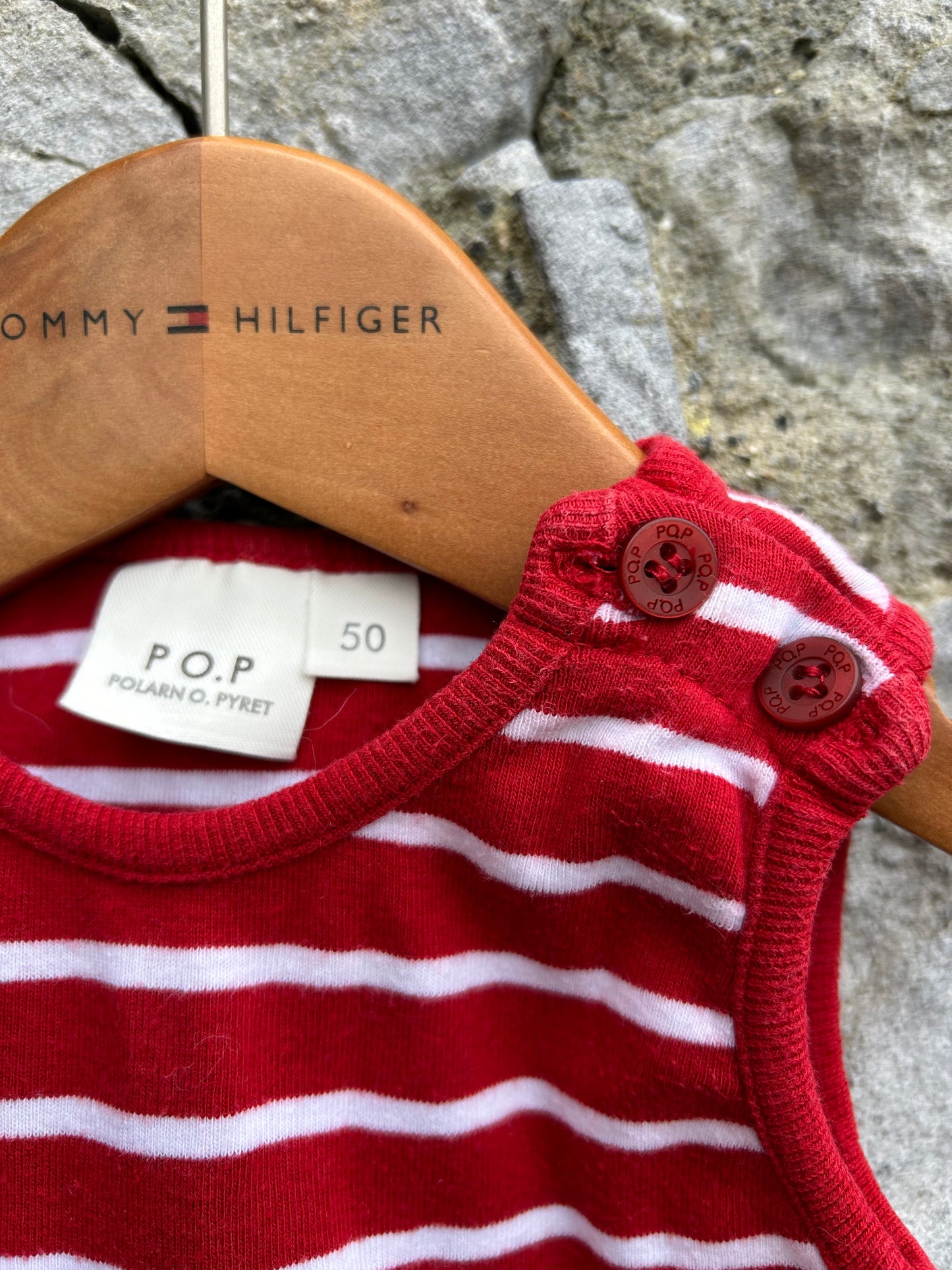 PoP Red stripy rompers Newborn (50cm)