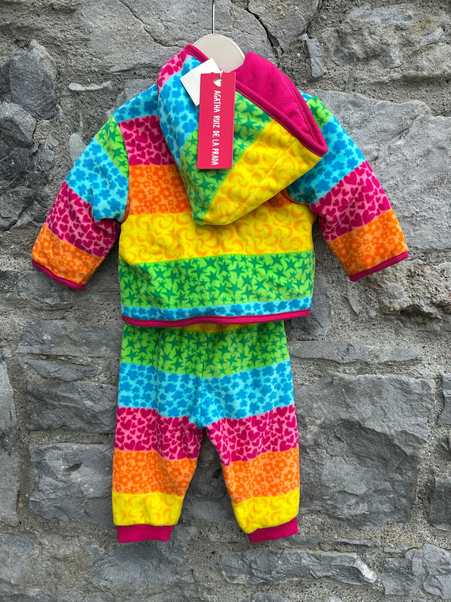Rainbow hearts velvet set 3-6m (62-68cm)