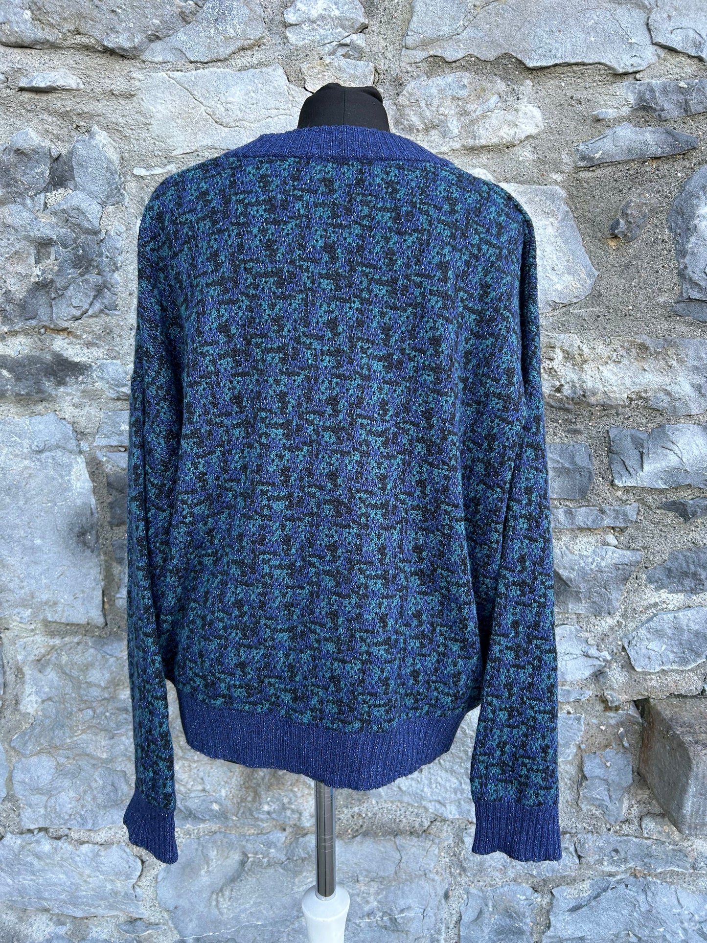 80s Blue&teal melange jumper M/L