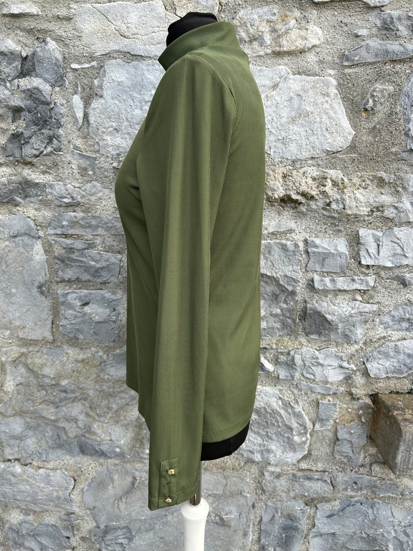 Green ribbed high neck top uk 10-12