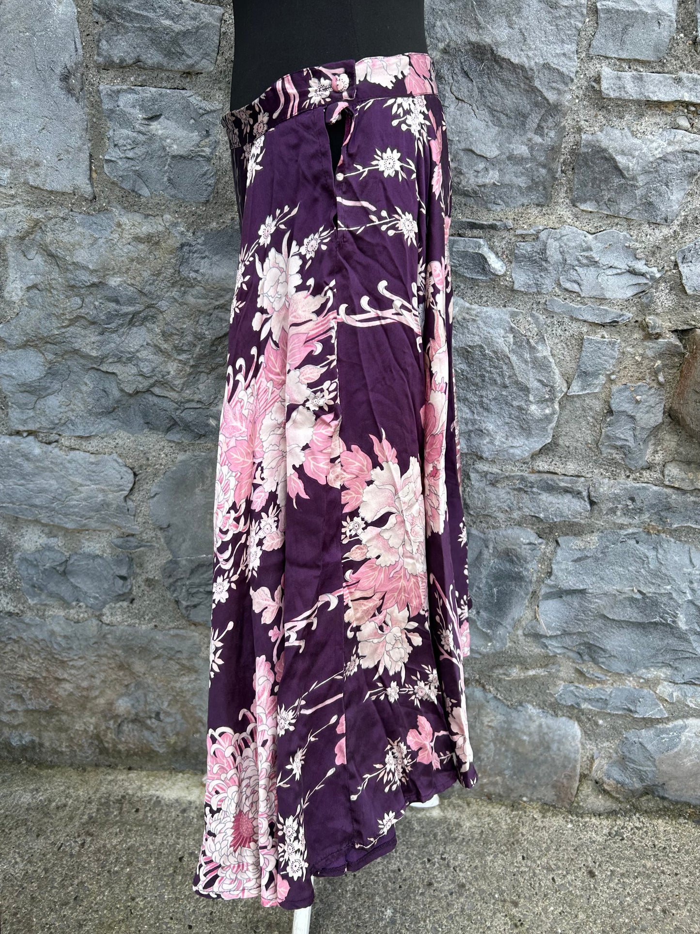 Pink flowers silk skirt uk 12