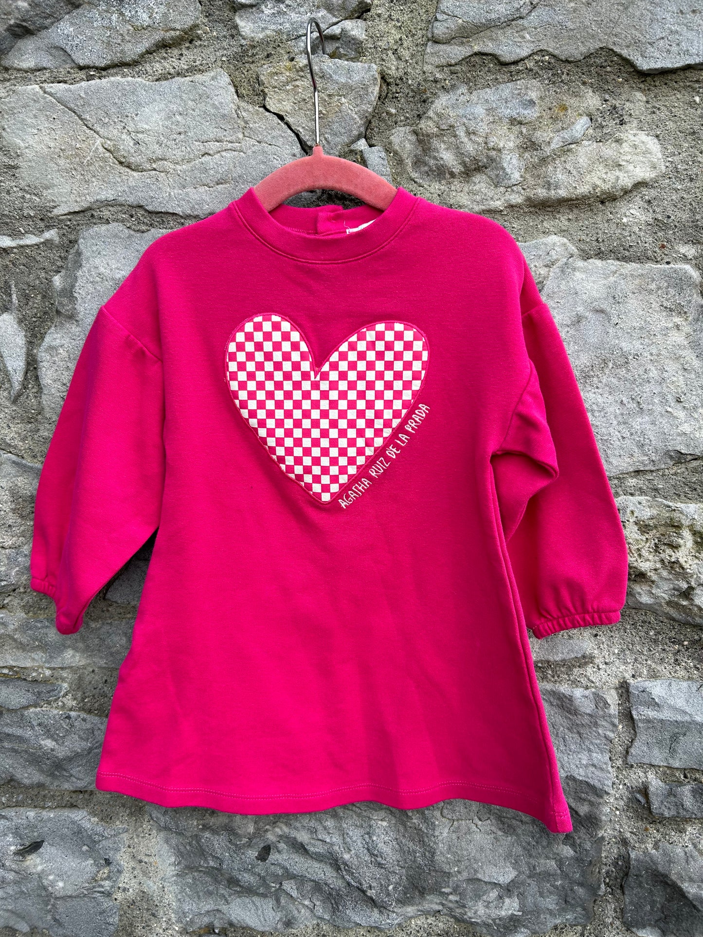 Check heart pink dress 2-3y (92-98cm)