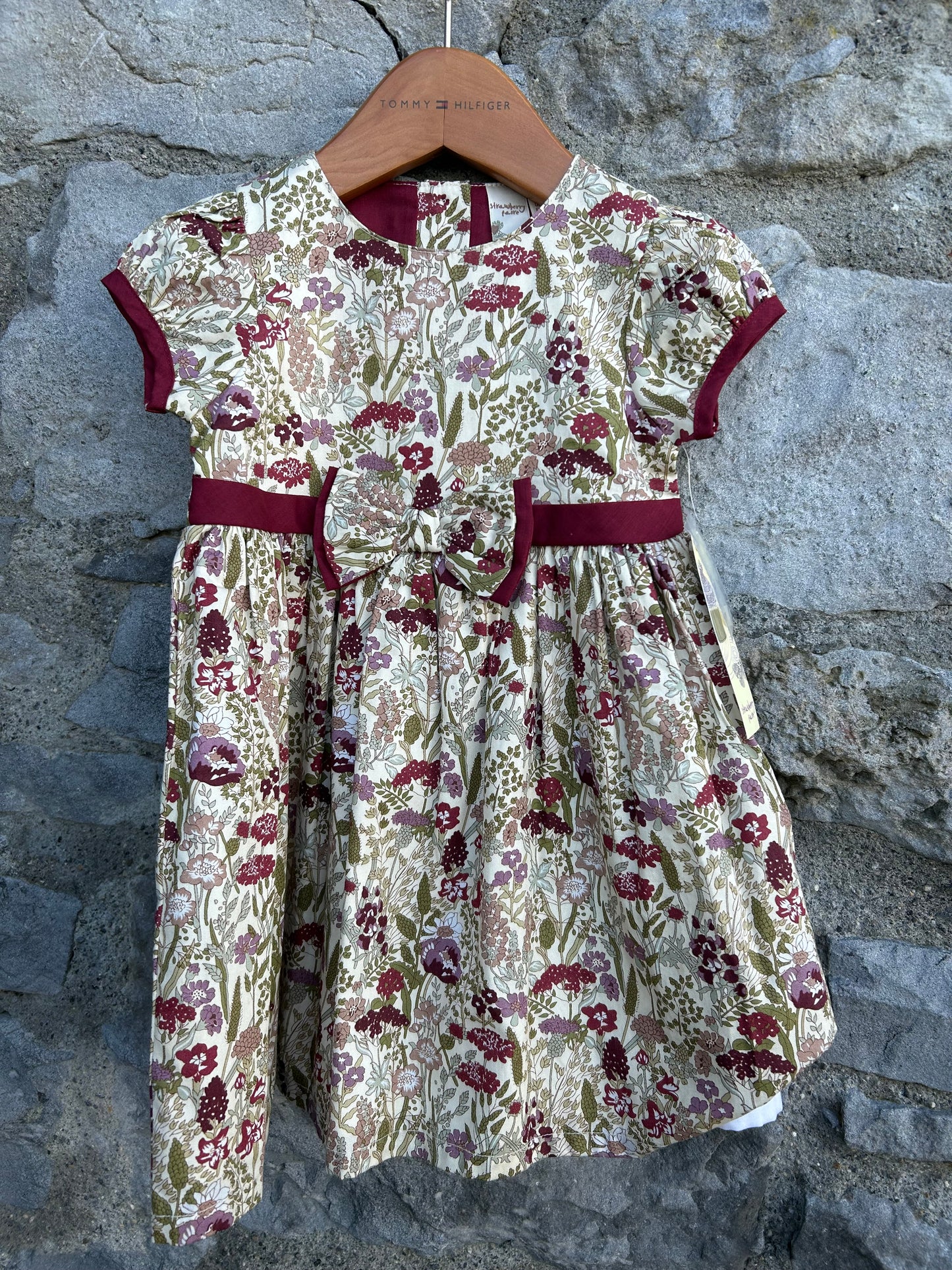 Maroon&green meadow dress 12-18m (80-86cm)