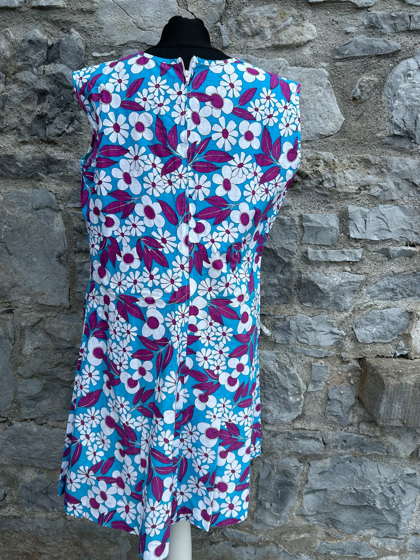 90s white flowers blue dress uk 12-14