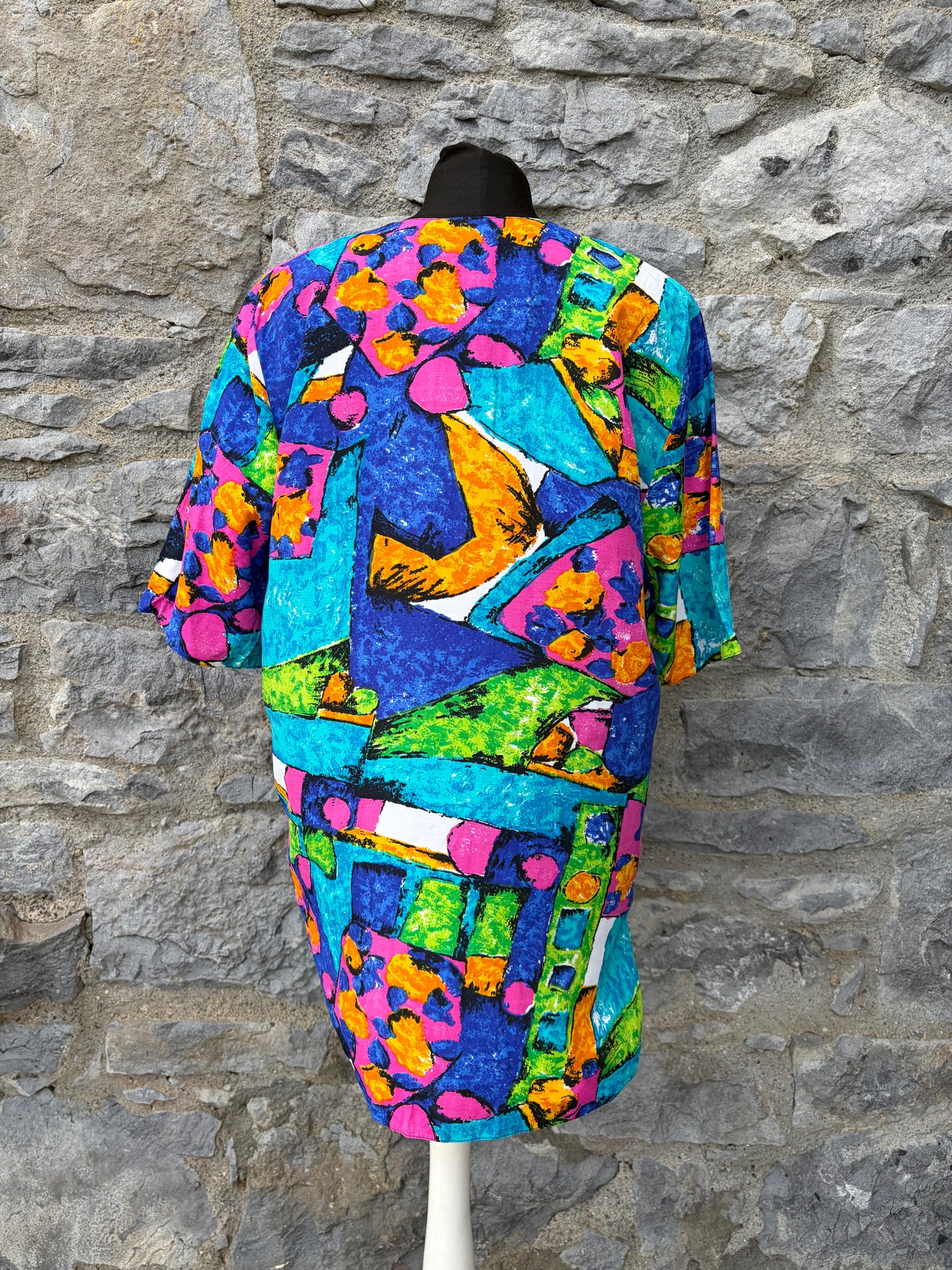 80s colourful abstract blouse uk 14