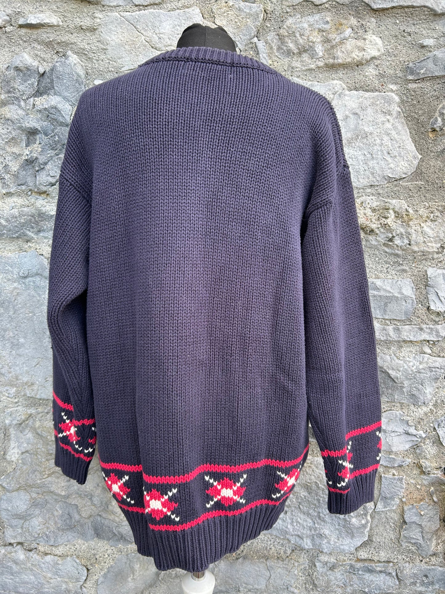 90s diamond navy jumper Large