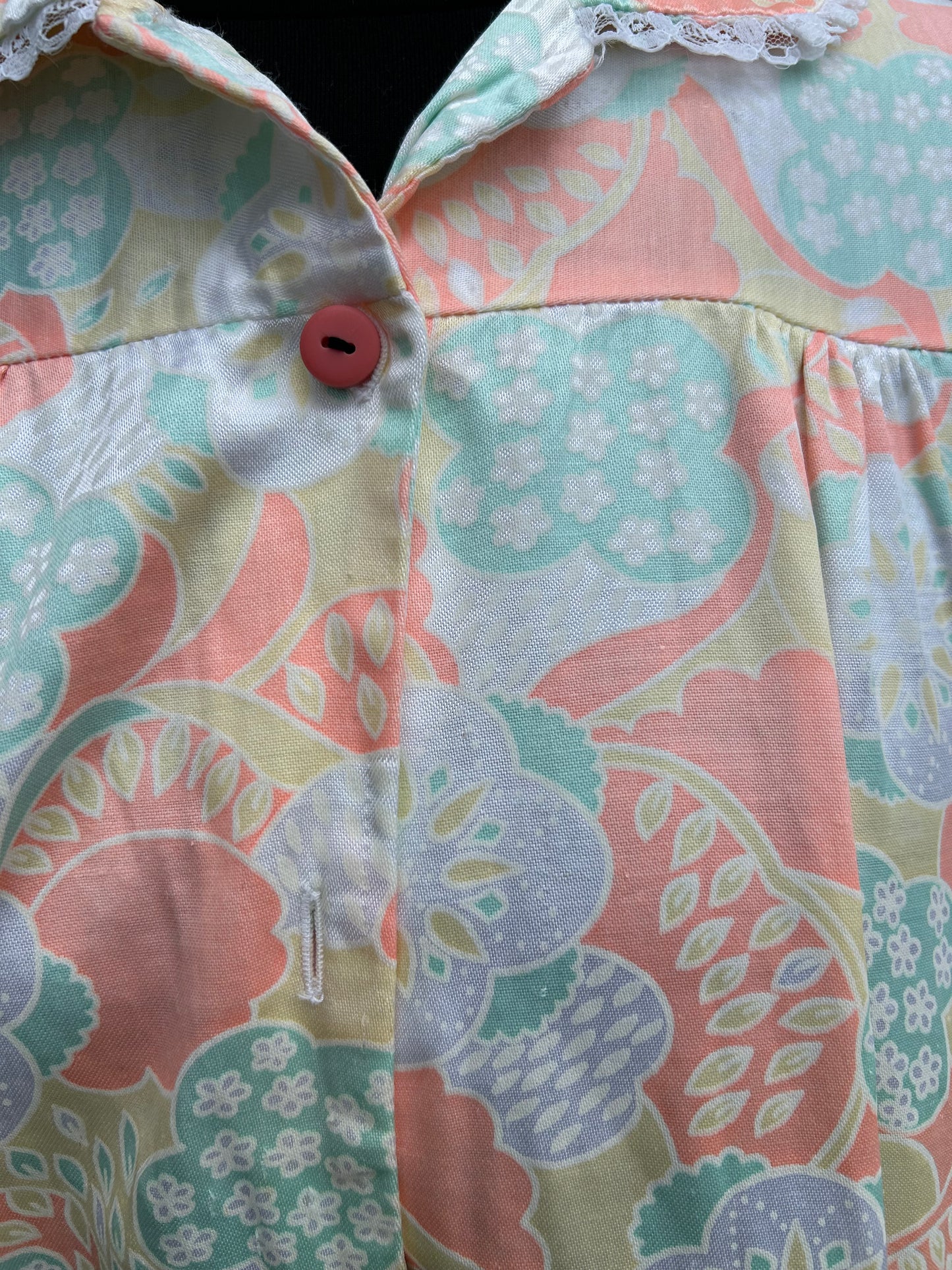 80s floral orange night dress uk 12
