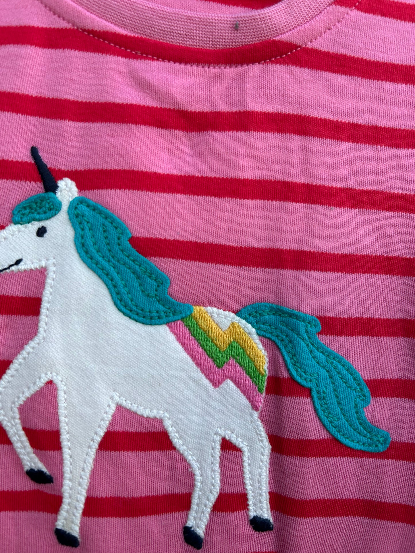 Unicorn pink stripy T-shirt 3-4y (98-104cm)