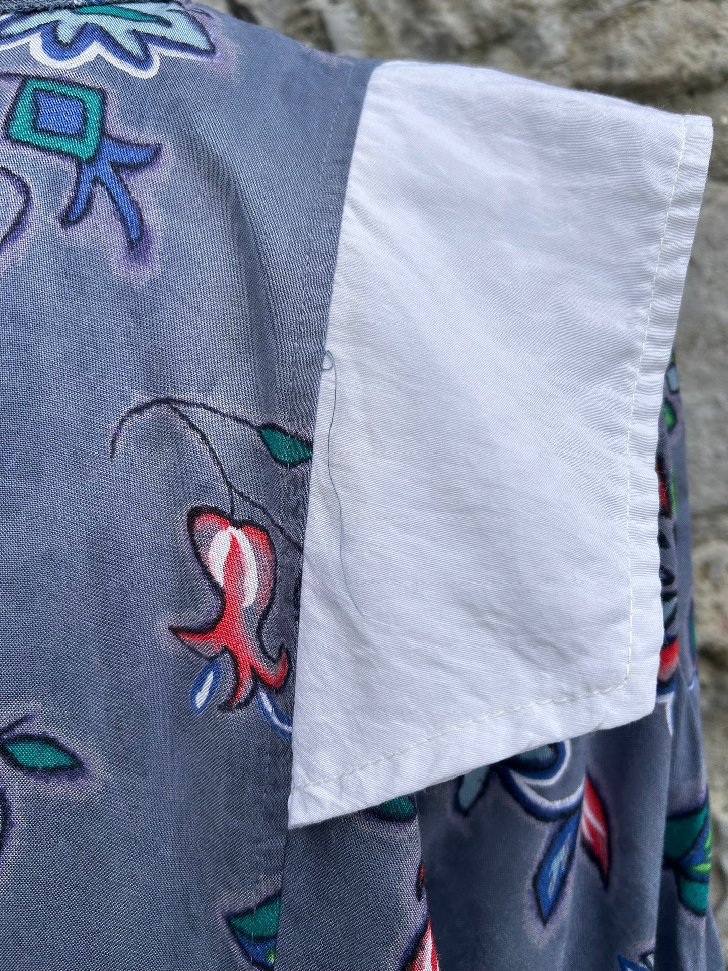 80s grey floral dress uk 12-14
