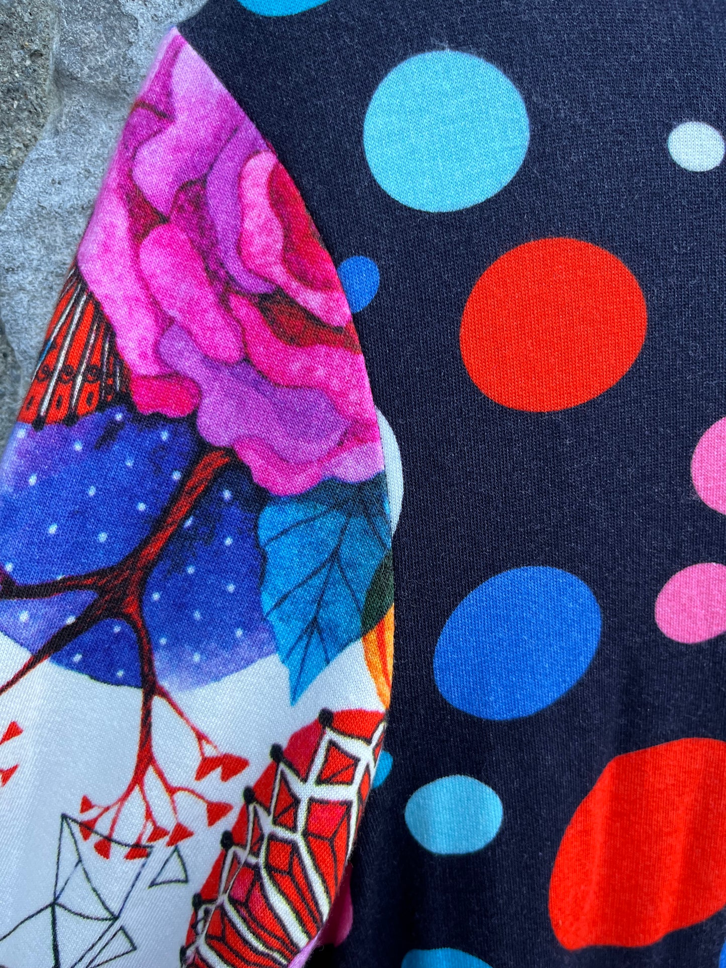 Colourful dots&flowers brushed dress 11-12y (146-152cm)