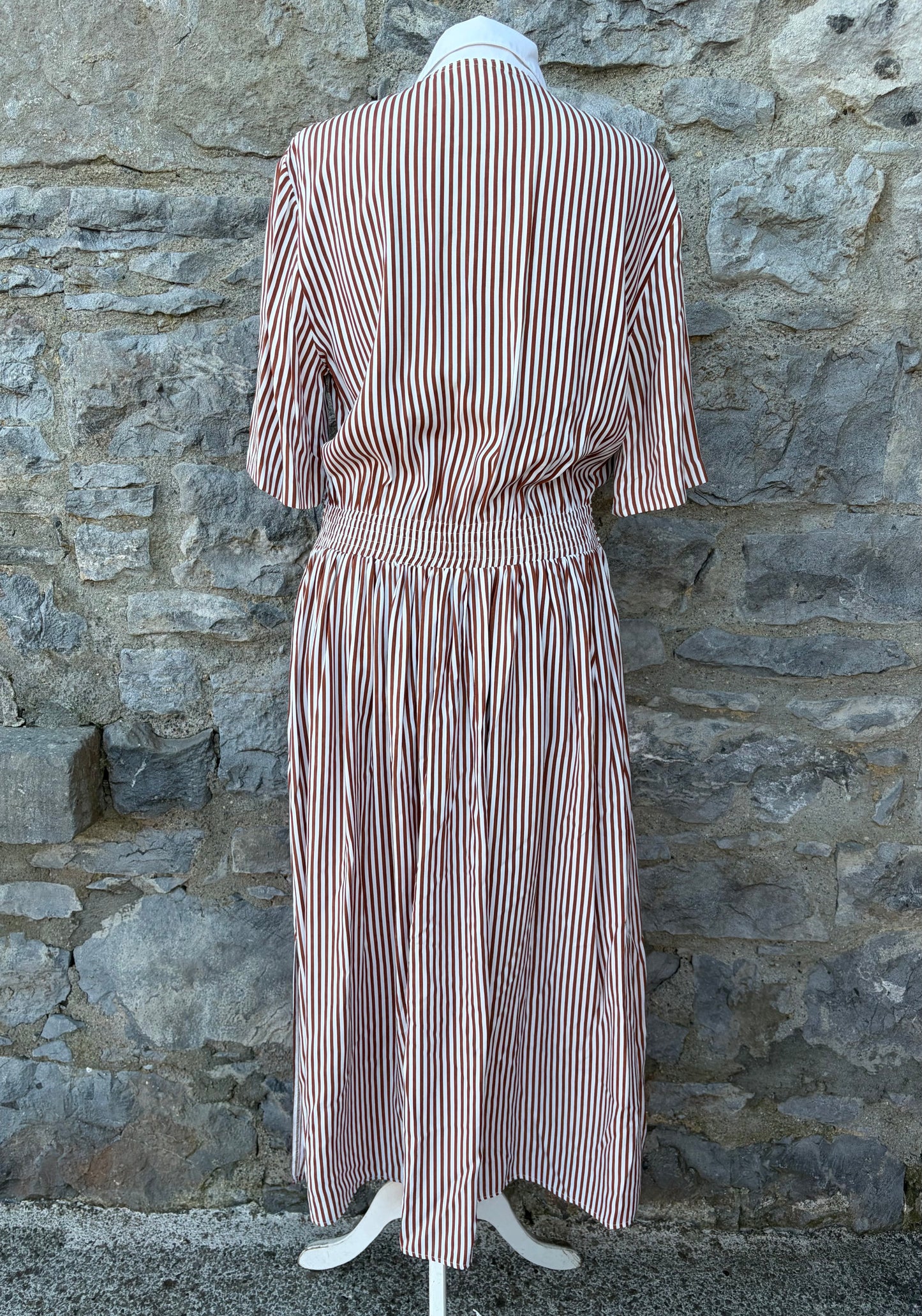 80s brown stripy dress uk 10-12