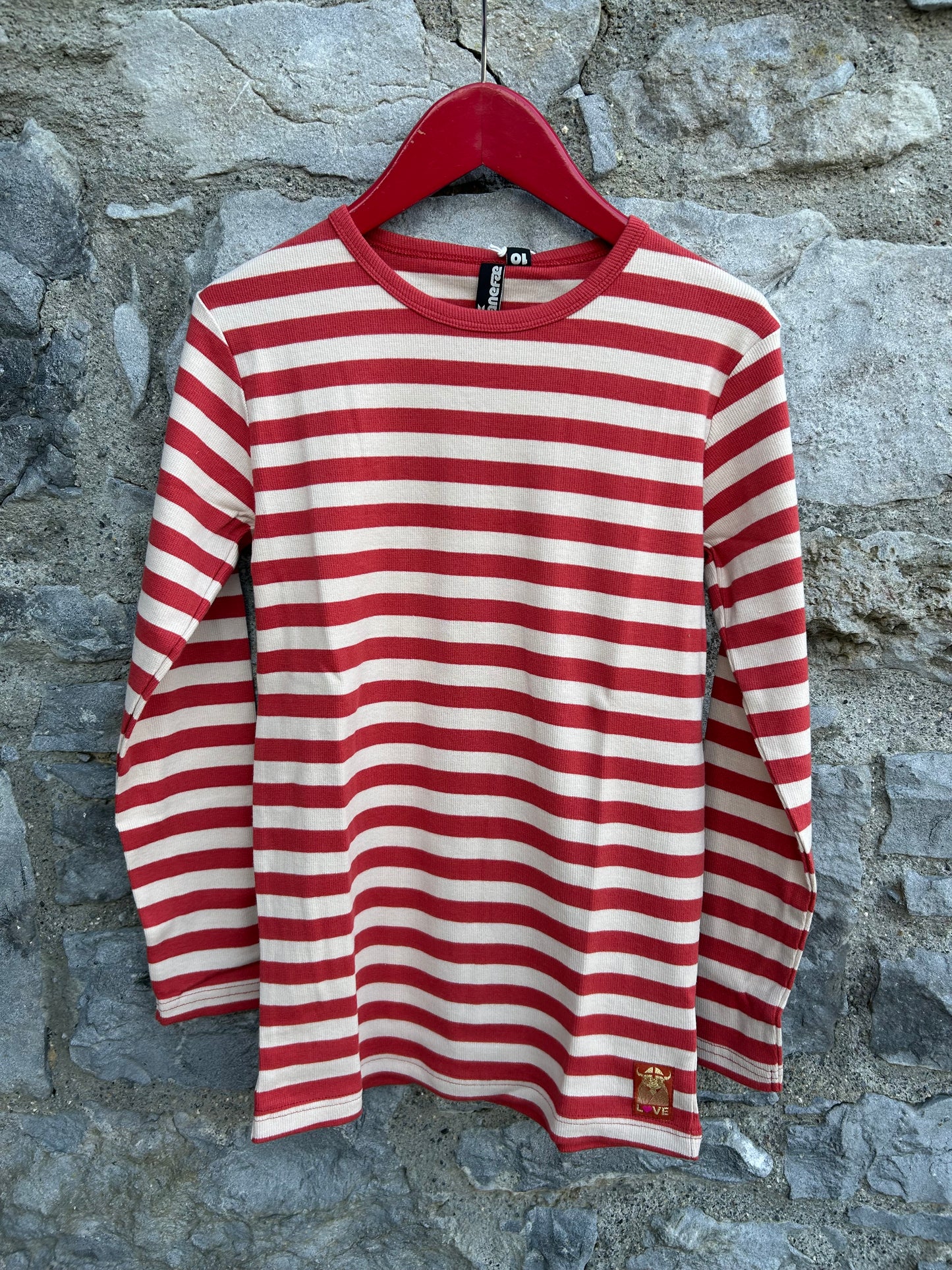 Red&white stripy top 10-11y (140-146cm)