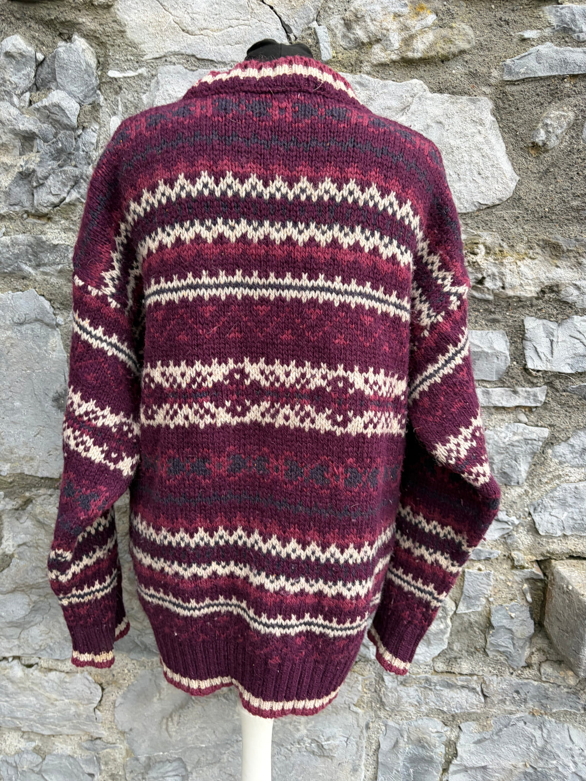 Maroon geometric woolly jumper Large